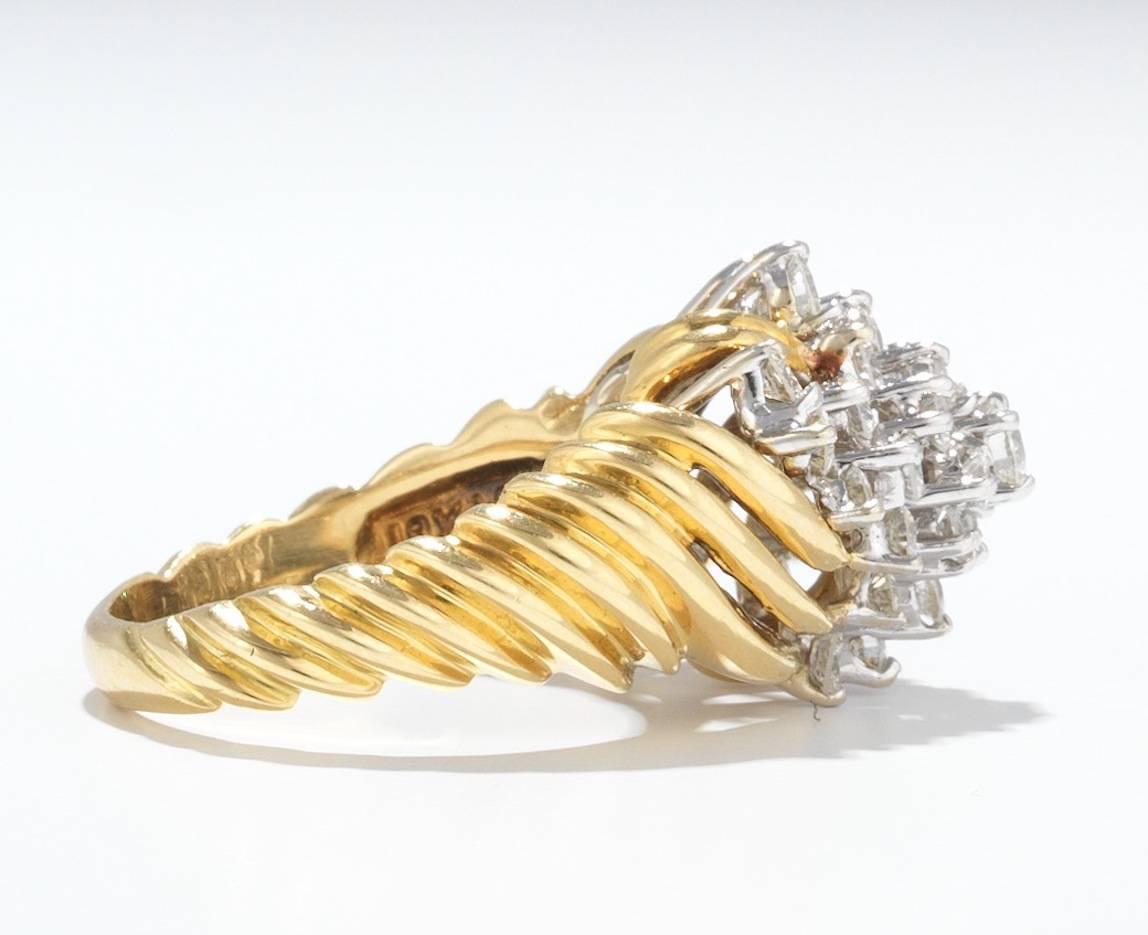 Elegant Hammerman Brothers 1.40 Carat Diamonds Gold Cluster Cocktail Ring 3
