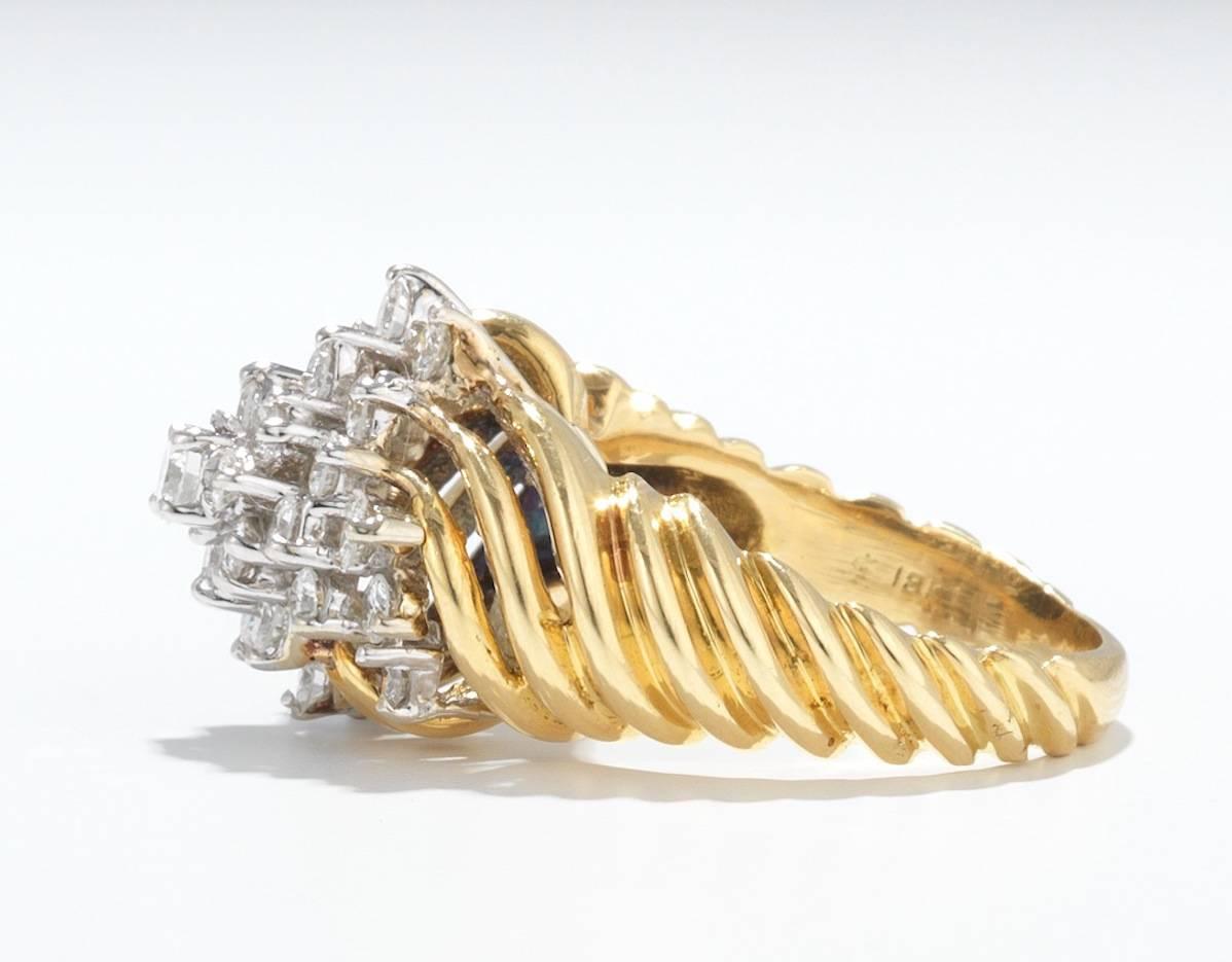 Elegant Hammerman Brothers 1.40 Carat Diamonds Gold Cluster Cocktail Ring 4