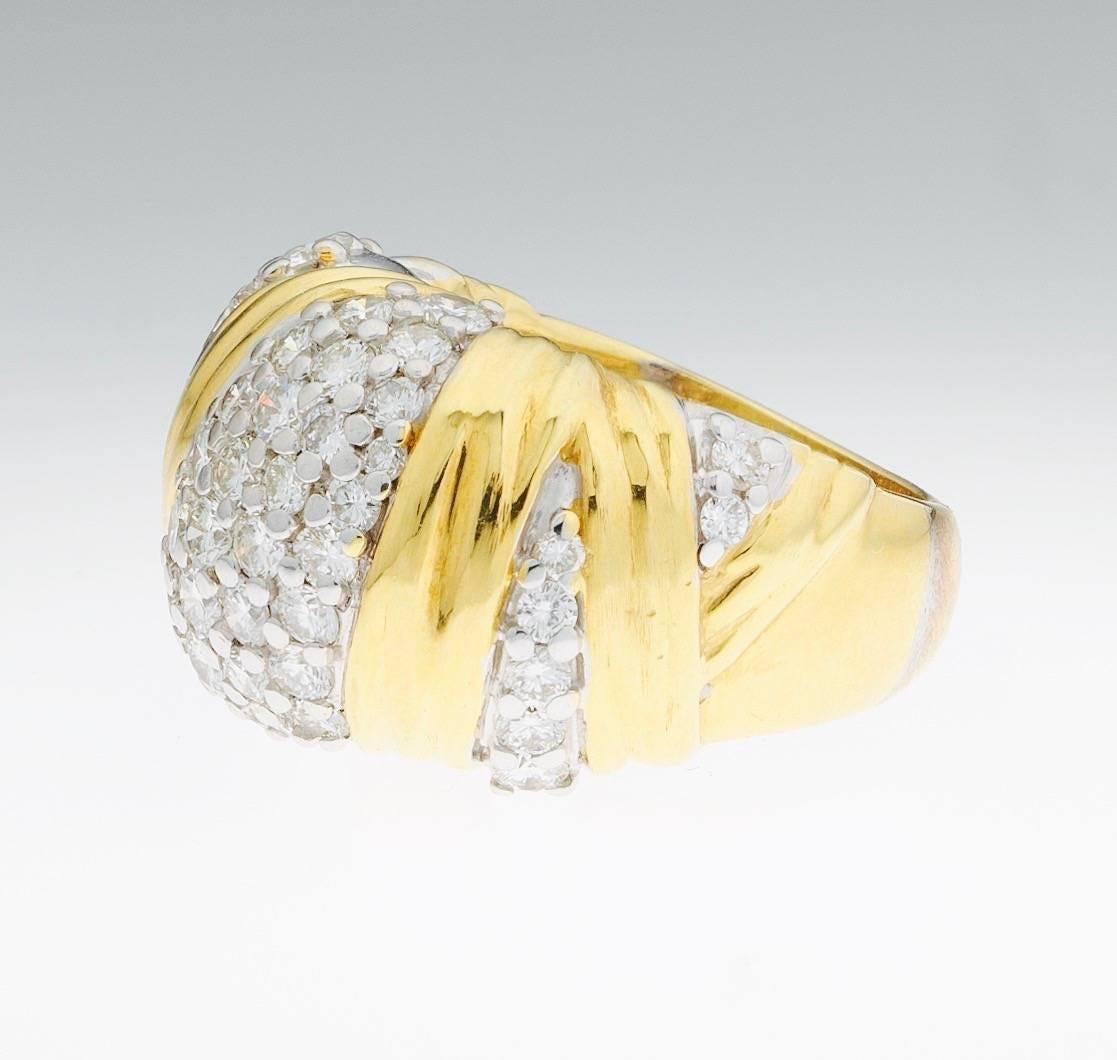 Stunning Jose Hess Designer Two Color Gold and 2.50 Carat Diamonds Ring For Sale 3