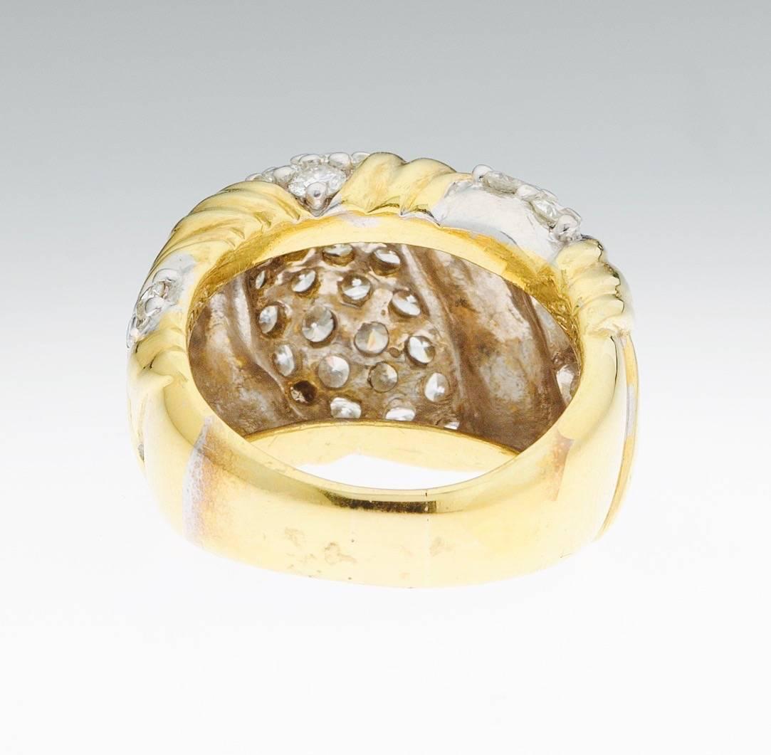 Stunning Jose Hess Designer Two Color Gold and 2.50 Carat Diamonds Ring For Sale 4