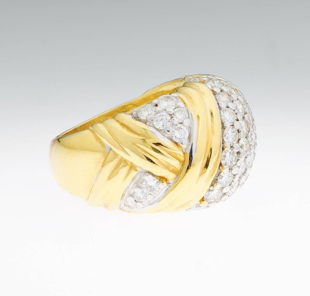 Stunning Jose Hess Designer Two Color Gold and 2.50 Carat Diamonds Ring For Sale 6