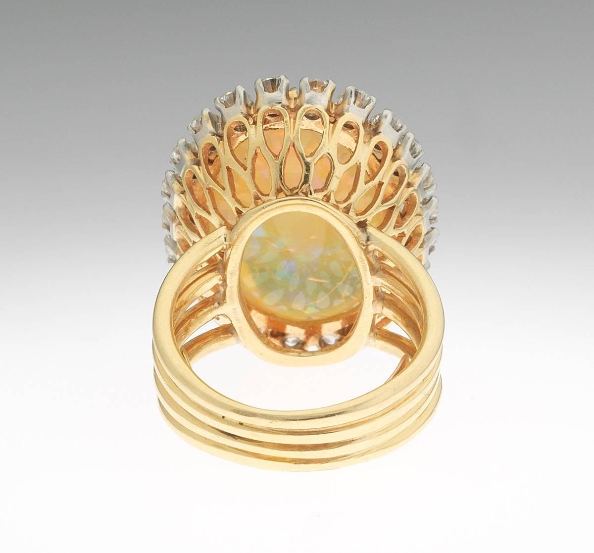 Ladies Large Opal and 1.10 Carat Diamond Cocktail Ring 1