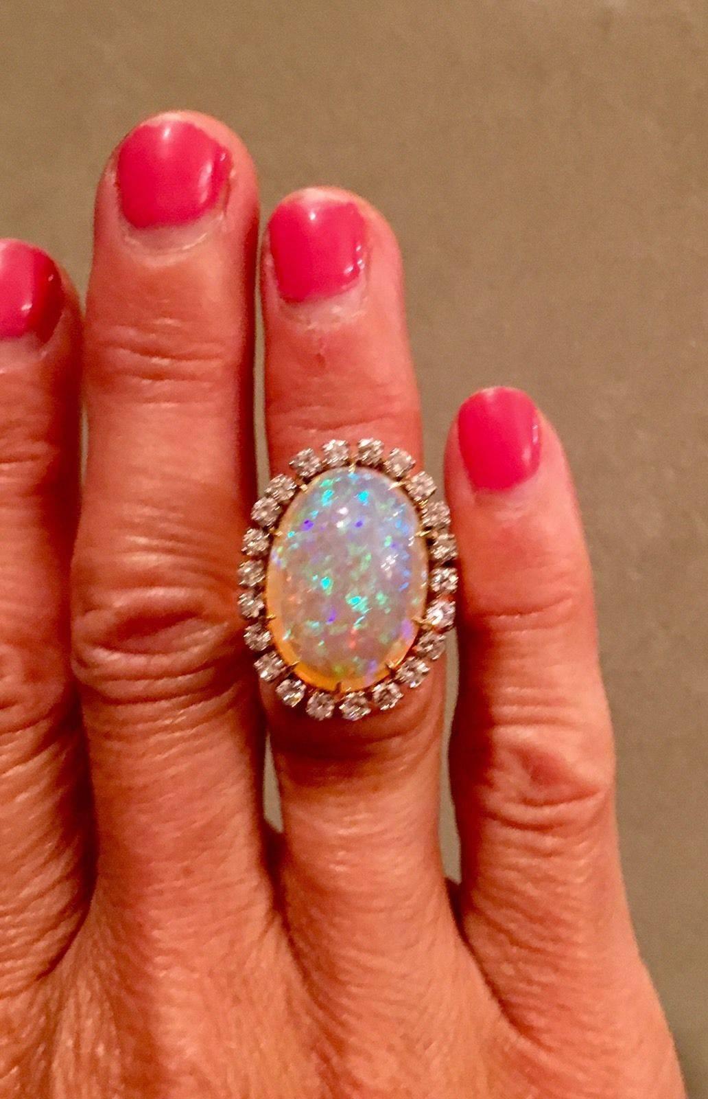 Ladies Large Opal and 1.10 Carat Diamond Cocktail Ring 3
