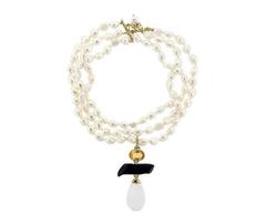 Andrew Clunn, collier de perles à trois rangs en or, citrine et diamants