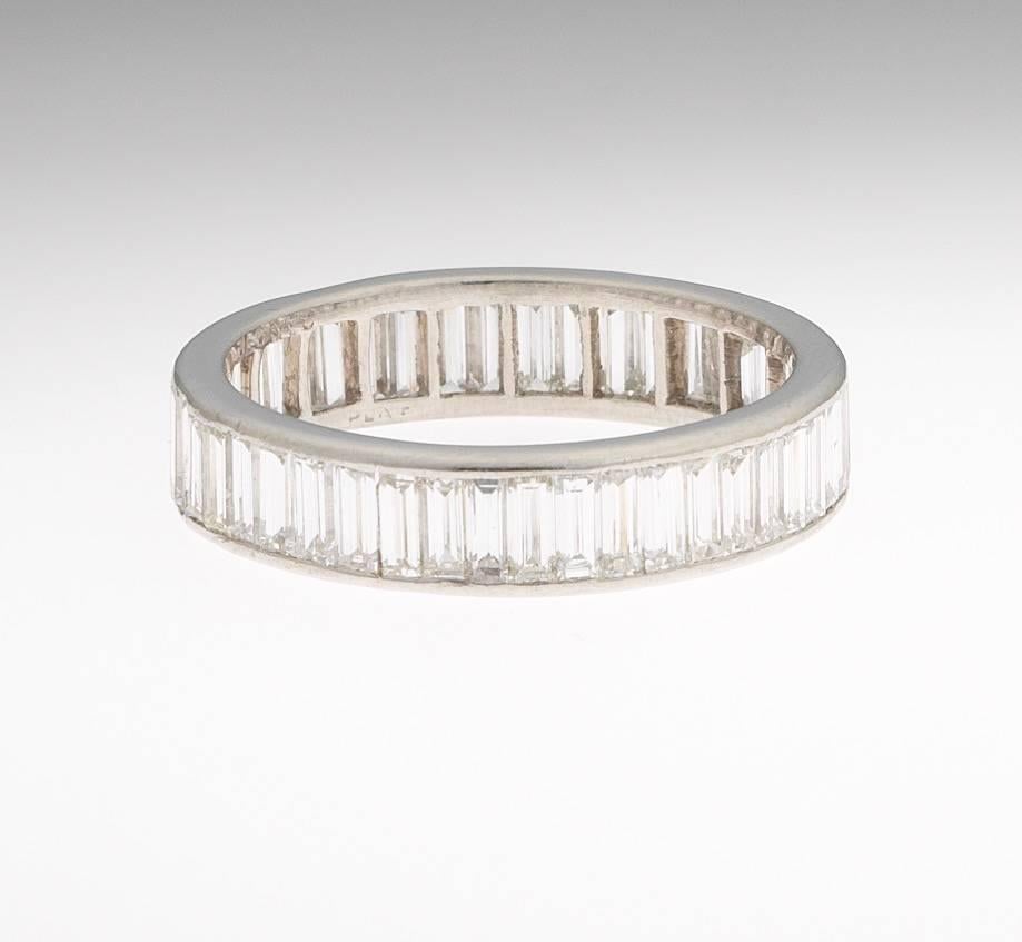 Women's J. E. Caldwell 3.00 Carat Diamond Baguette Platinum Eternity Band Ring For Sale