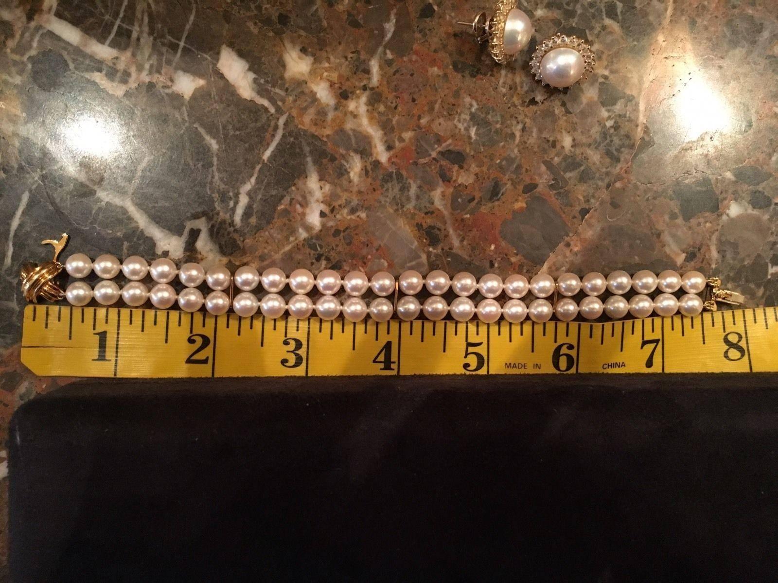 Tiffany & Co. Signature X Double Strand Cultured Pearl Yellow Gold Bracelet 3