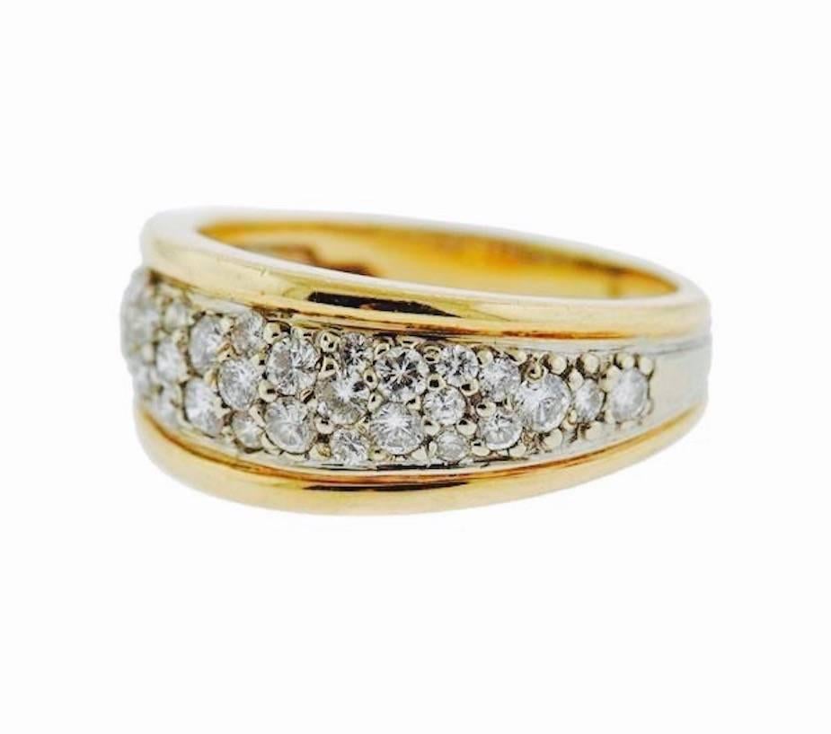 Contemporary 1980s 14 Karat Gold 0.85 Carat Diamond Pave Anniversary Band Ring