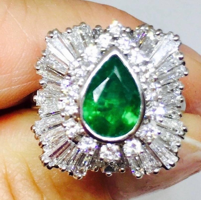1950s 4.13 Carat Platinum Emerald VS Diamond Ballerina Ring Convertible ...