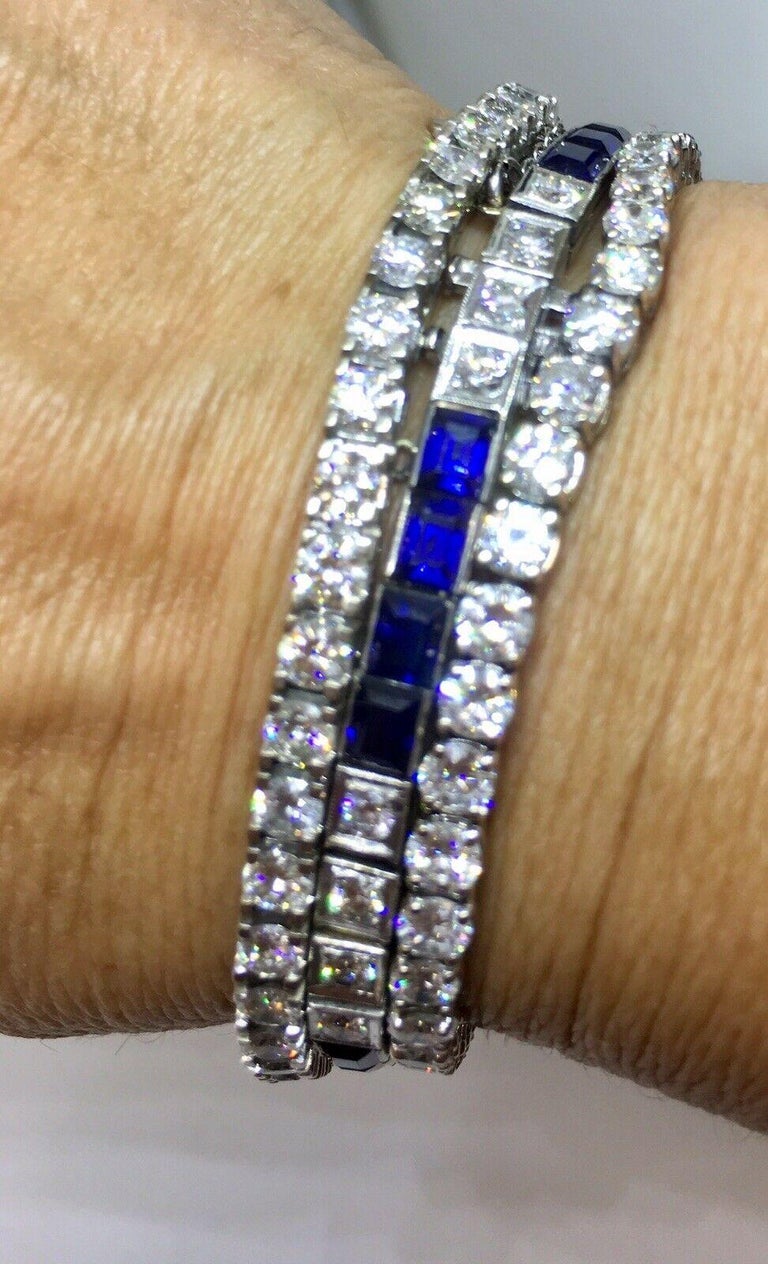 Midcentury Deco Estate 8 Carat Blue Sapphire VS Diamond ...