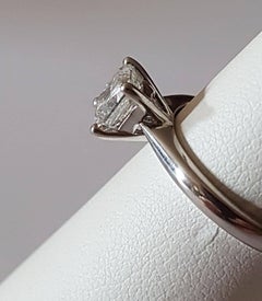 0.90 Carat Princess Diamond Solitaire Platinum Engagement Ring, G VVS2 HRD