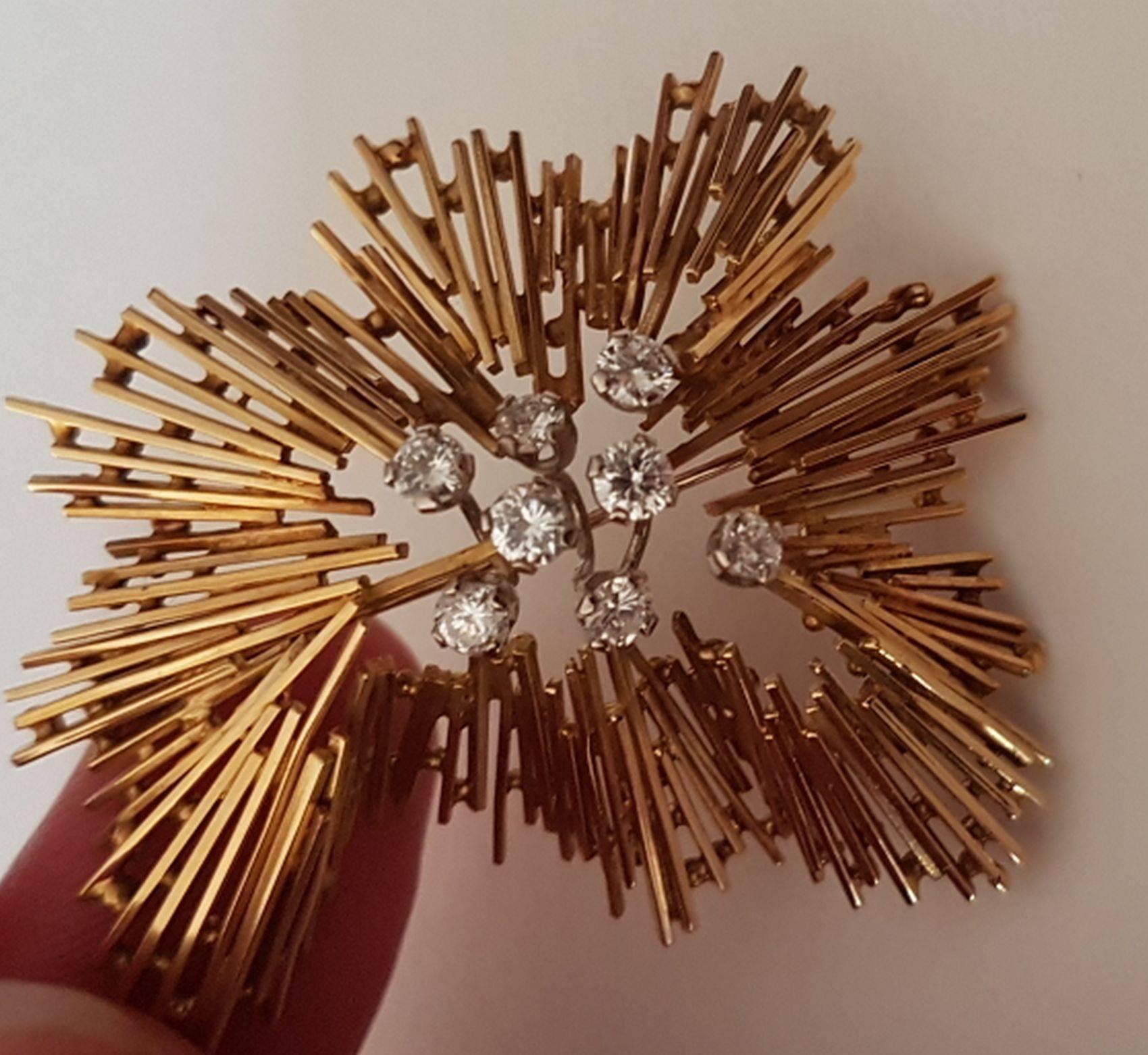  Gold and Diamond Brooch Pin In Excellent Condition In Inverness, GB