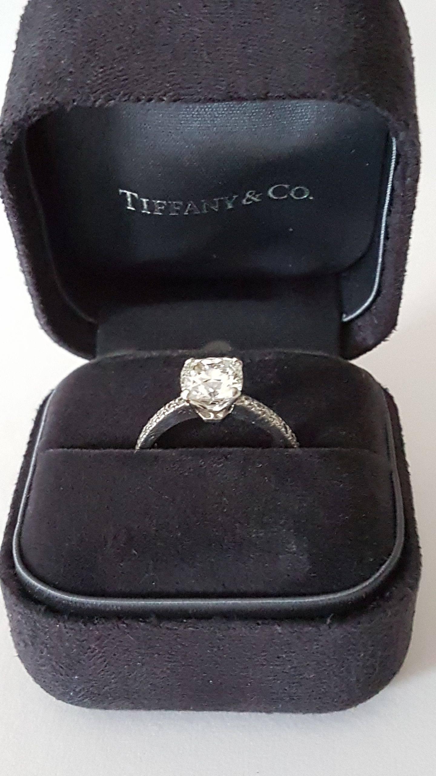 Cushion Cut 1.82 Carat Tiffany  Novo Platinum Diamond Engagement Solitaire Ring For Sale