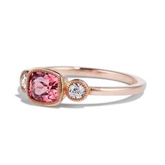 Cushla Whiting Red Spinel and Diamonds set in Rose Gold Engagement Ring