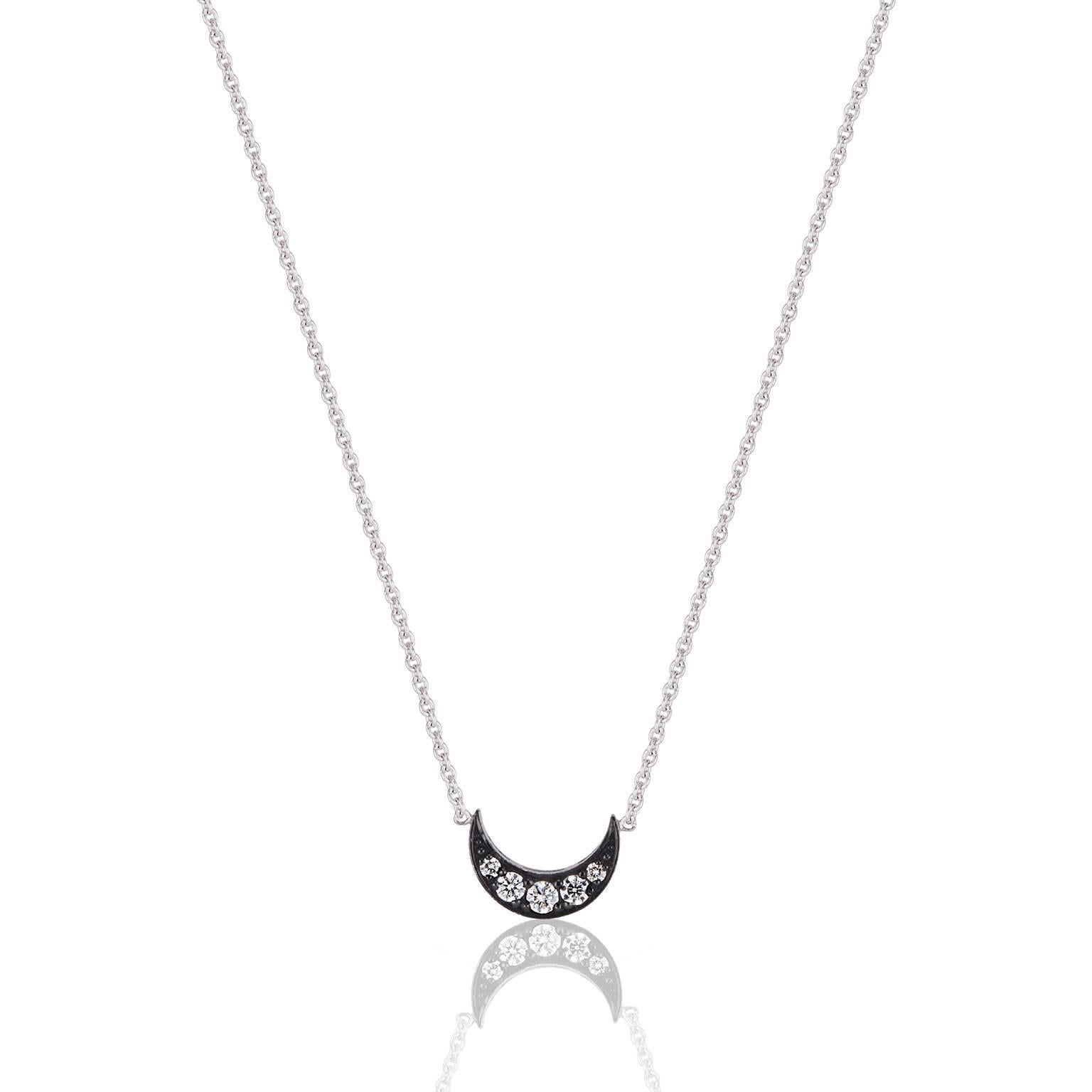 The subtle sparkle of the Crescent Pendant allows you to shine without being dominated by your jewellery, a thoroughly modern way to wear diamonds. The CRESCENT pendant from Cushla Whiting's Celestial Collection is made in 18 carat white gold with