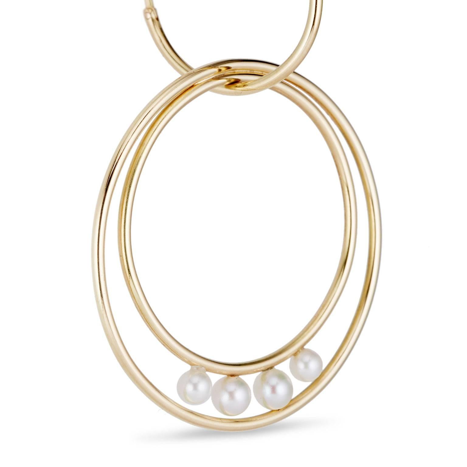 Modern Cushla Whiting Planetary Pearl Gold Hoop Earrings For Sale
