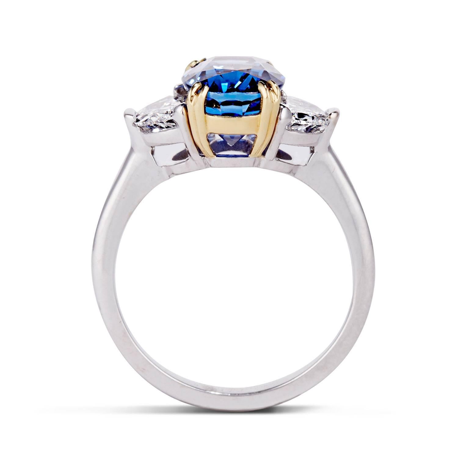 Art Deco Gold 'Veronique' 4.13 Carat Sapphire and Diamond Engagement Ring For Sale