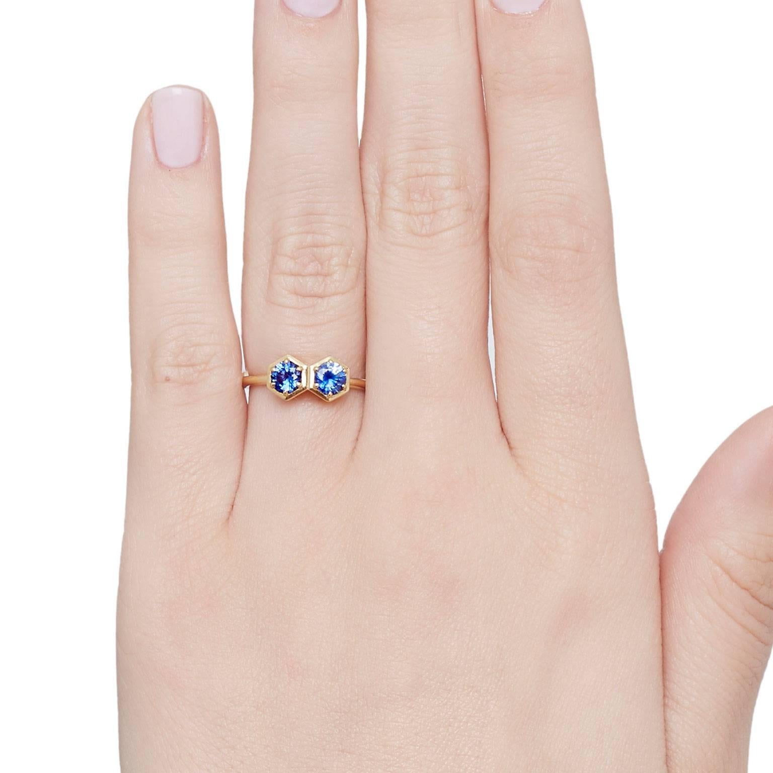 Cushla Whiting 'Double Hex' Sapphire and Gold Ring In New Condition For Sale In Melbourne, AU