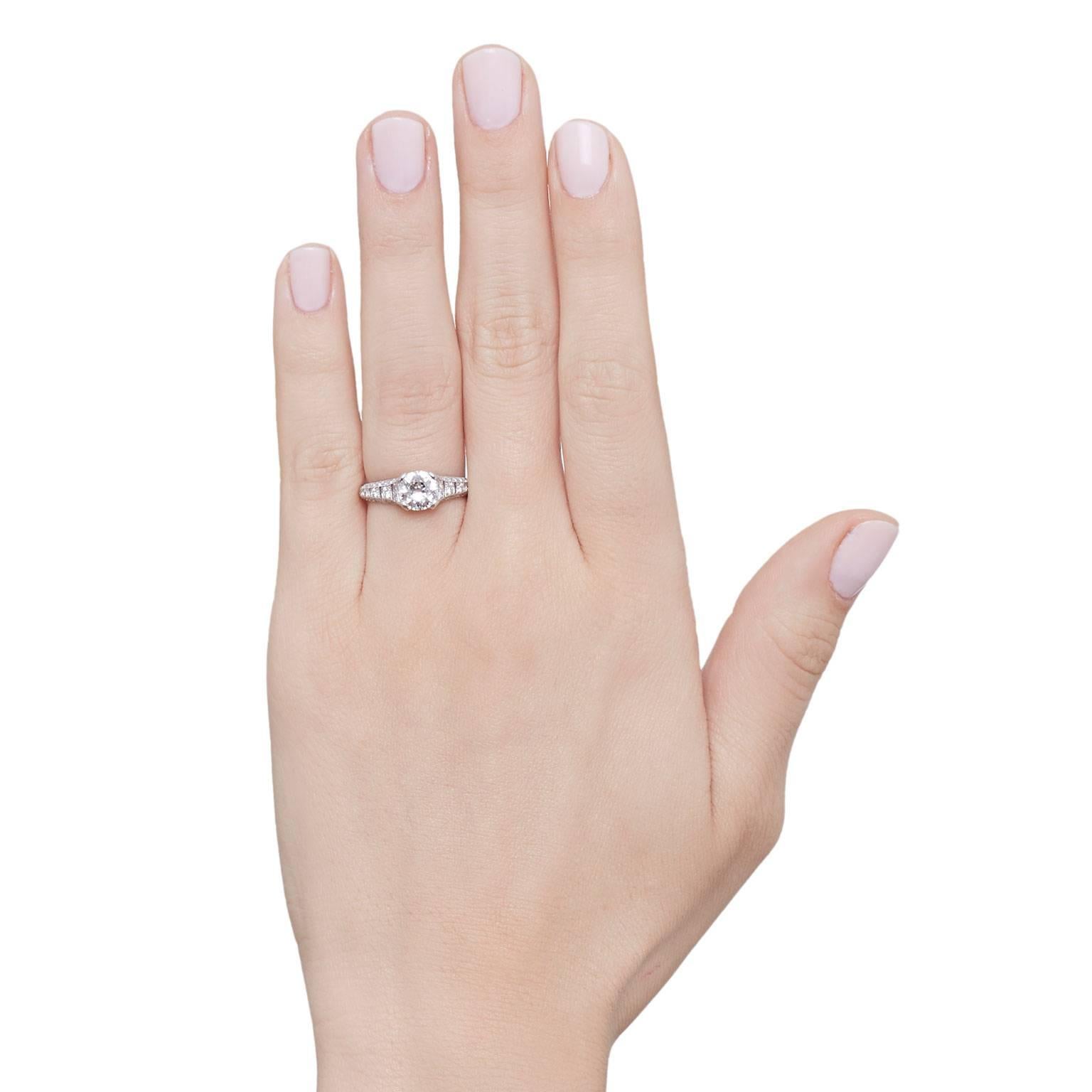Old European Cut Cushla Whiting 'Esther' 1.11 Carat Old Cut Diamond Platinum Engagement Ring For Sale