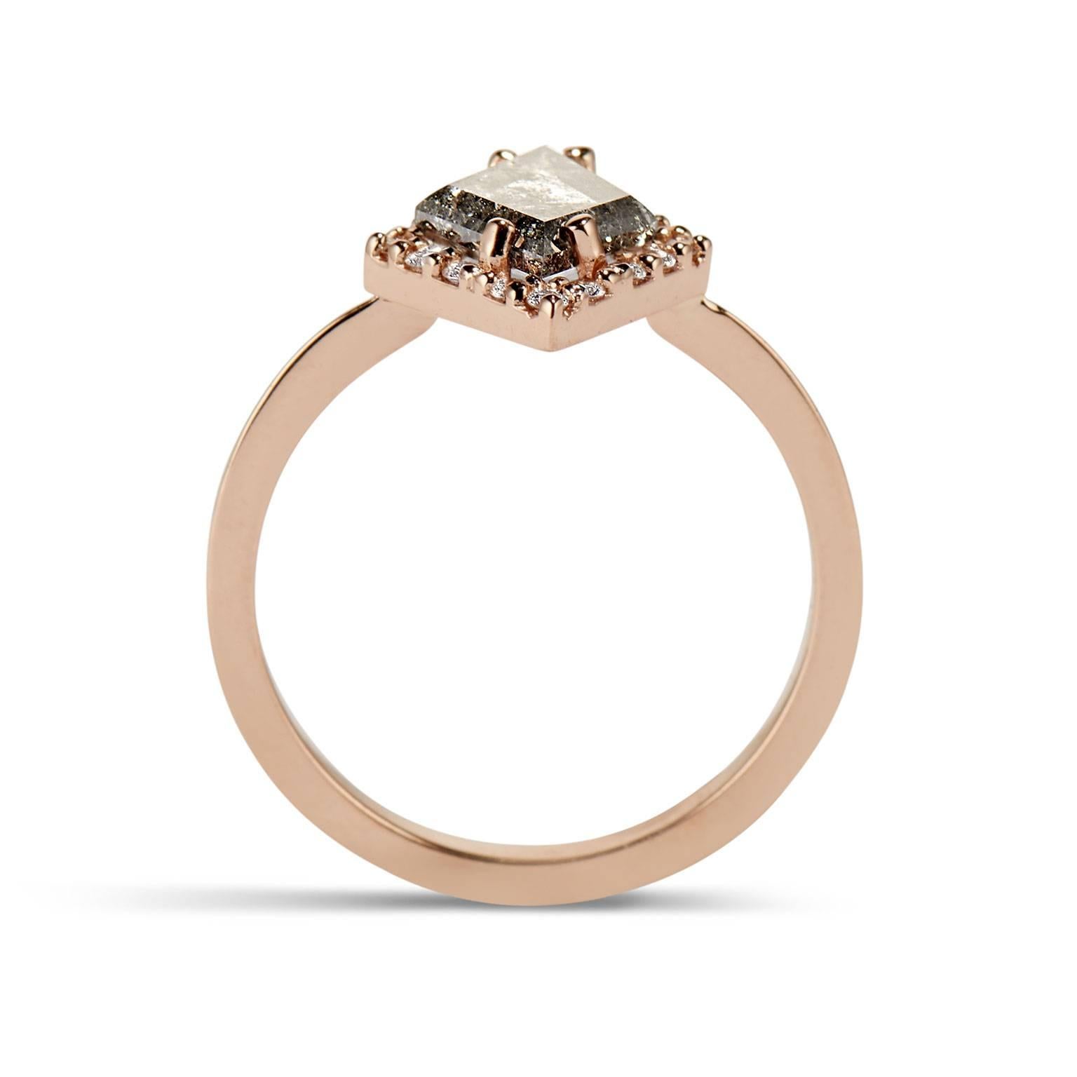 'Ava' Salt and Pepper Kite Cut, 1.35 Carat Diamond Engagement Ring For ...
