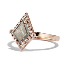 'Ava' Salt and Pepper Kite Cut, 1.35 Carat Diamond Engagement Ring