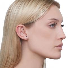 Cushla Whiting Black and White Gold Diamond Crescent Stud Earrings