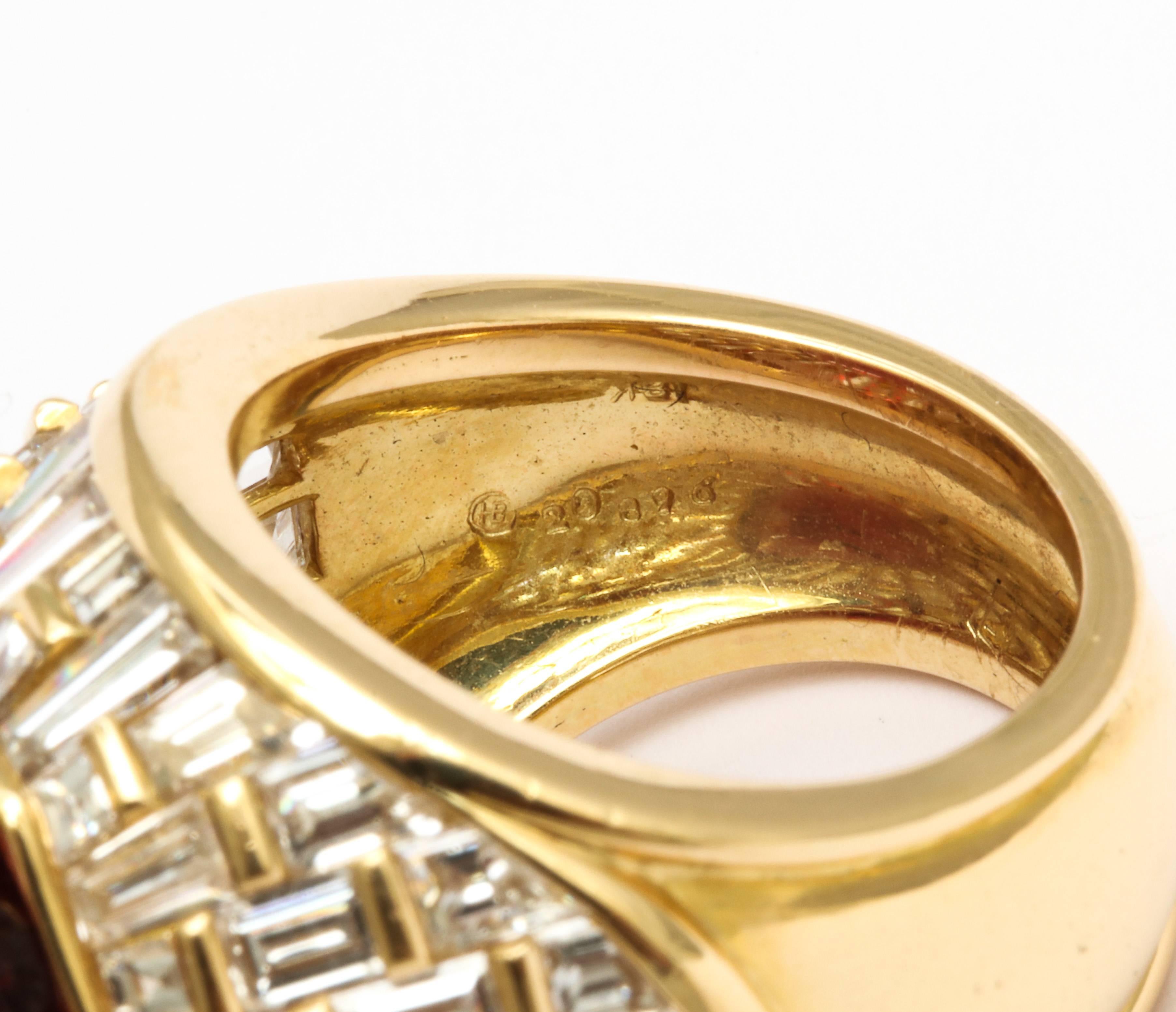 Oscar Heyman Gem Rubellite Tourmaline Diamond Gold Ring In Good Condition In New York, NY