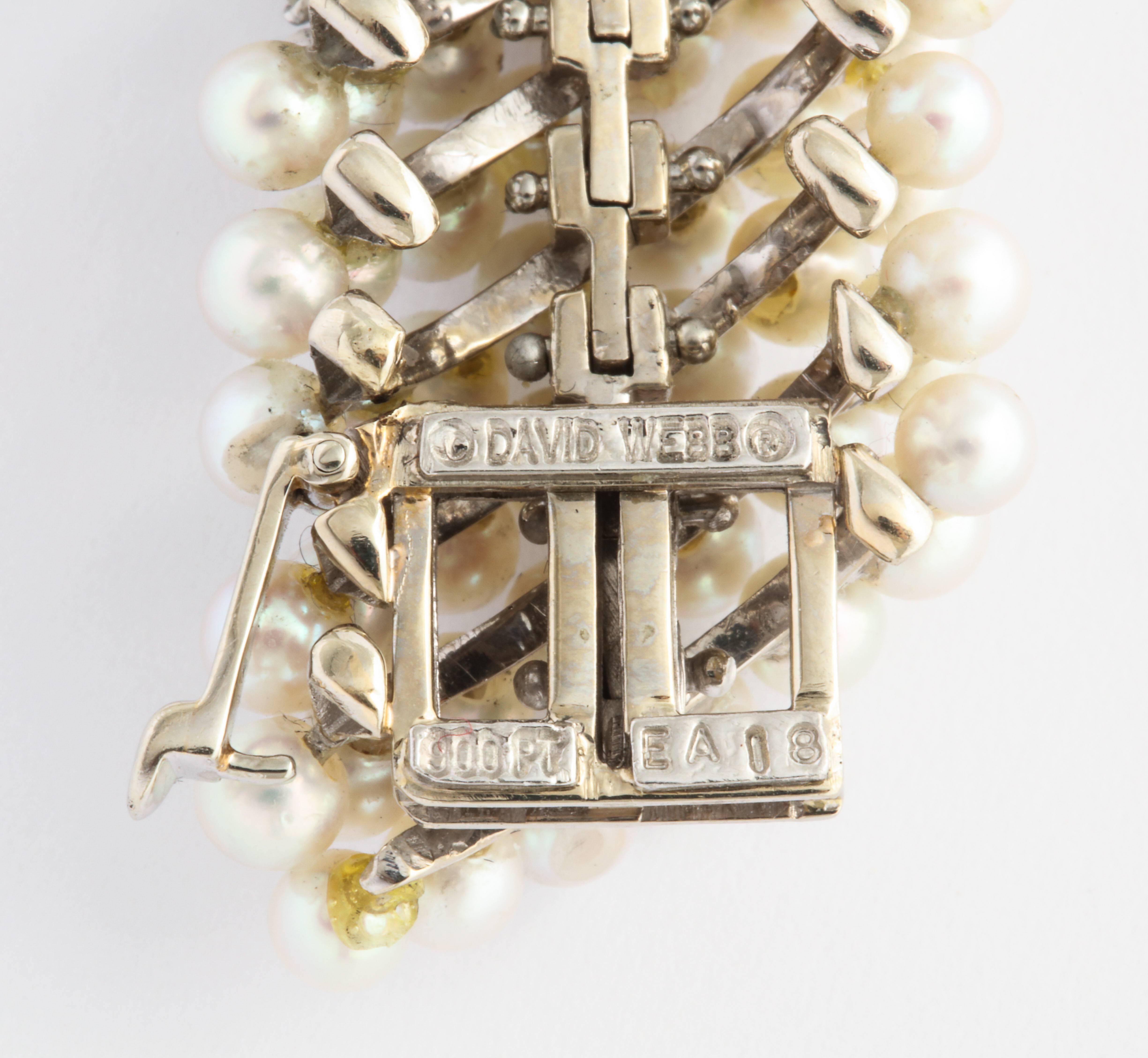 David Webb Bracelet de perles et diamants Unisexe en vente