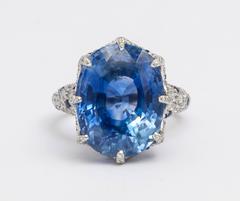 AGL Certified 16 Carat Ceylon Sapphire Diamond Cocktail Ring