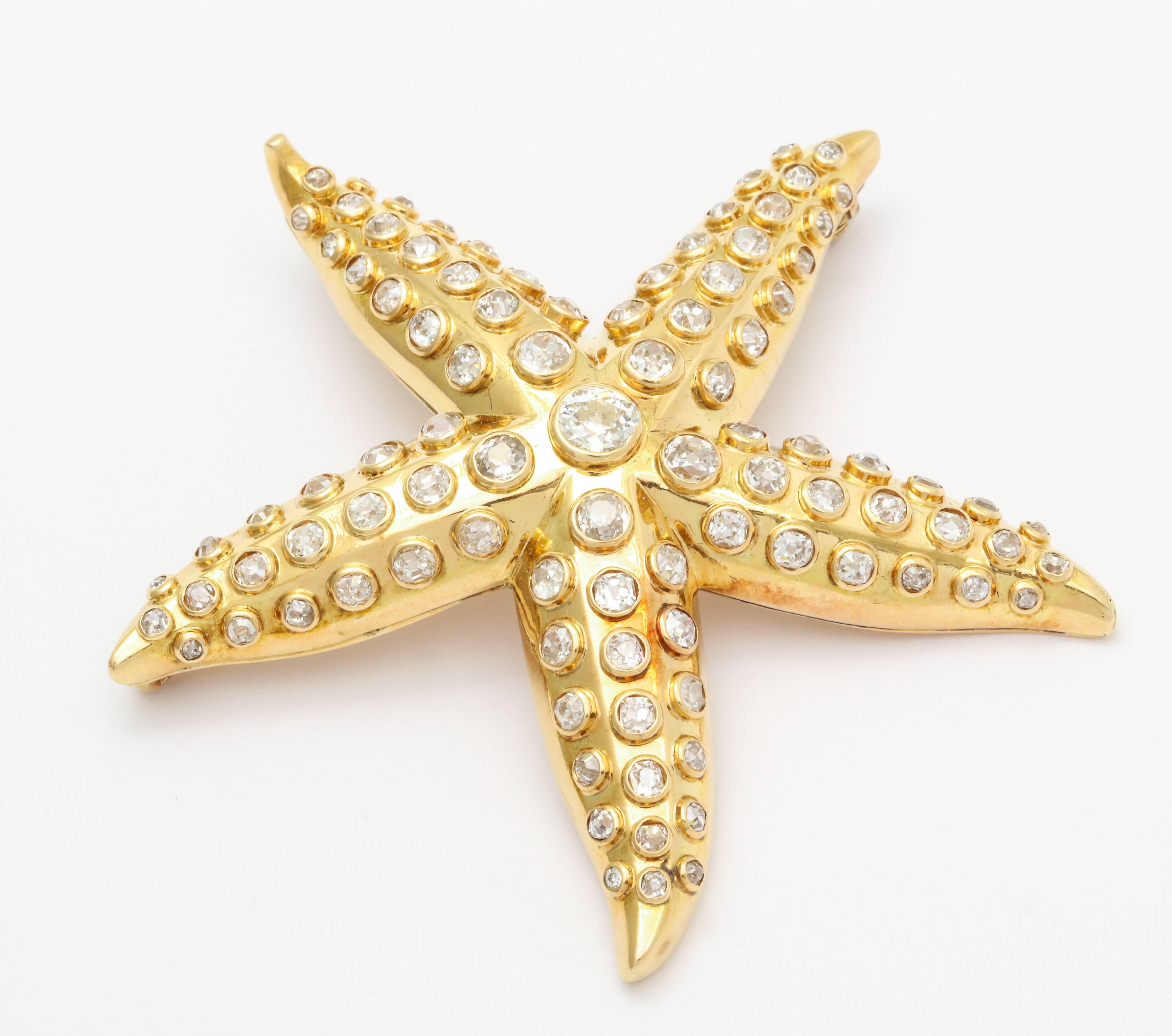 Rene Boivin Broche emblématique étoile de mer en or et diamants Unisexe en vente
