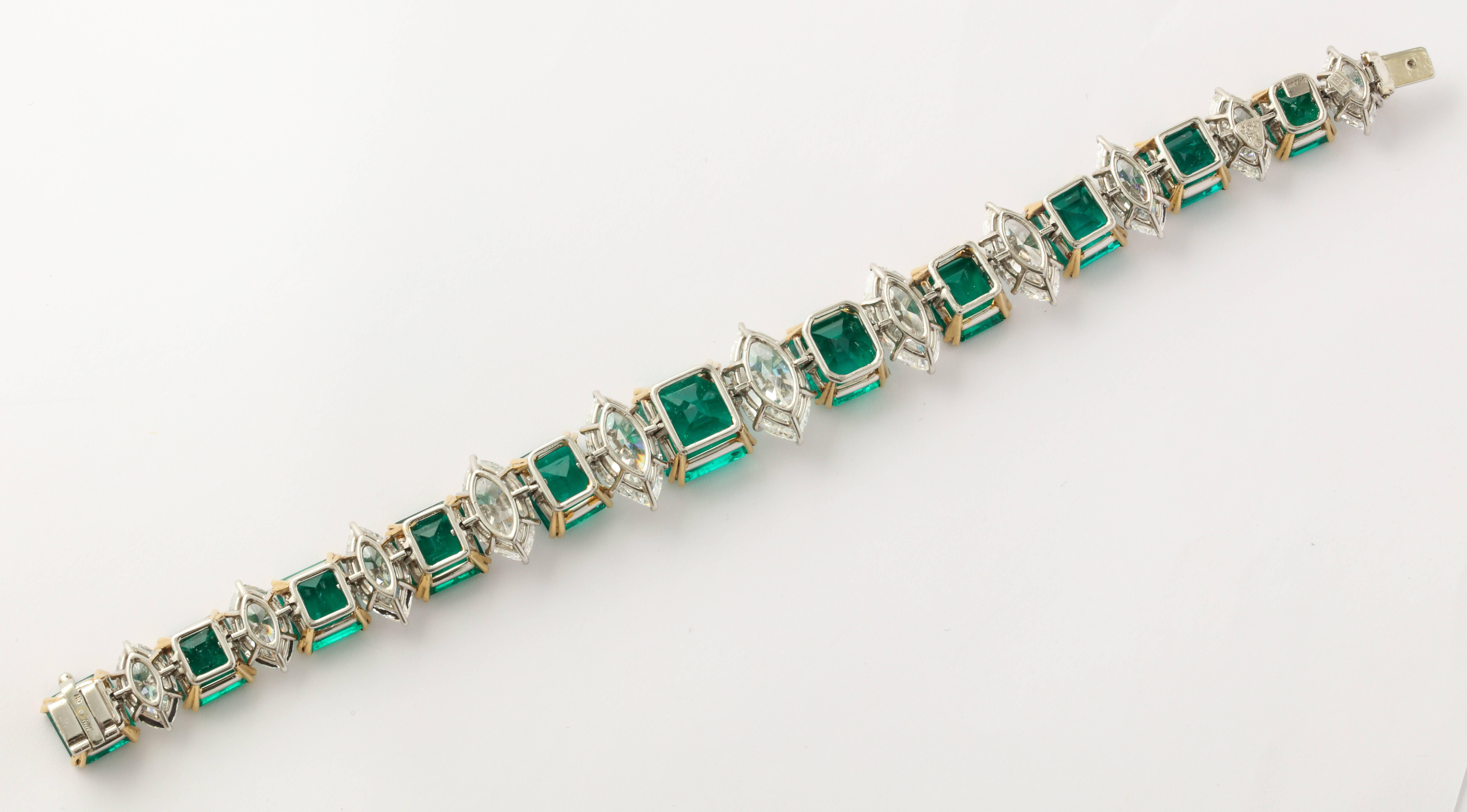 Women's or Men's Magnificent Harry Winston GIA Cert  Diamond Colombian Emerald Bracelet