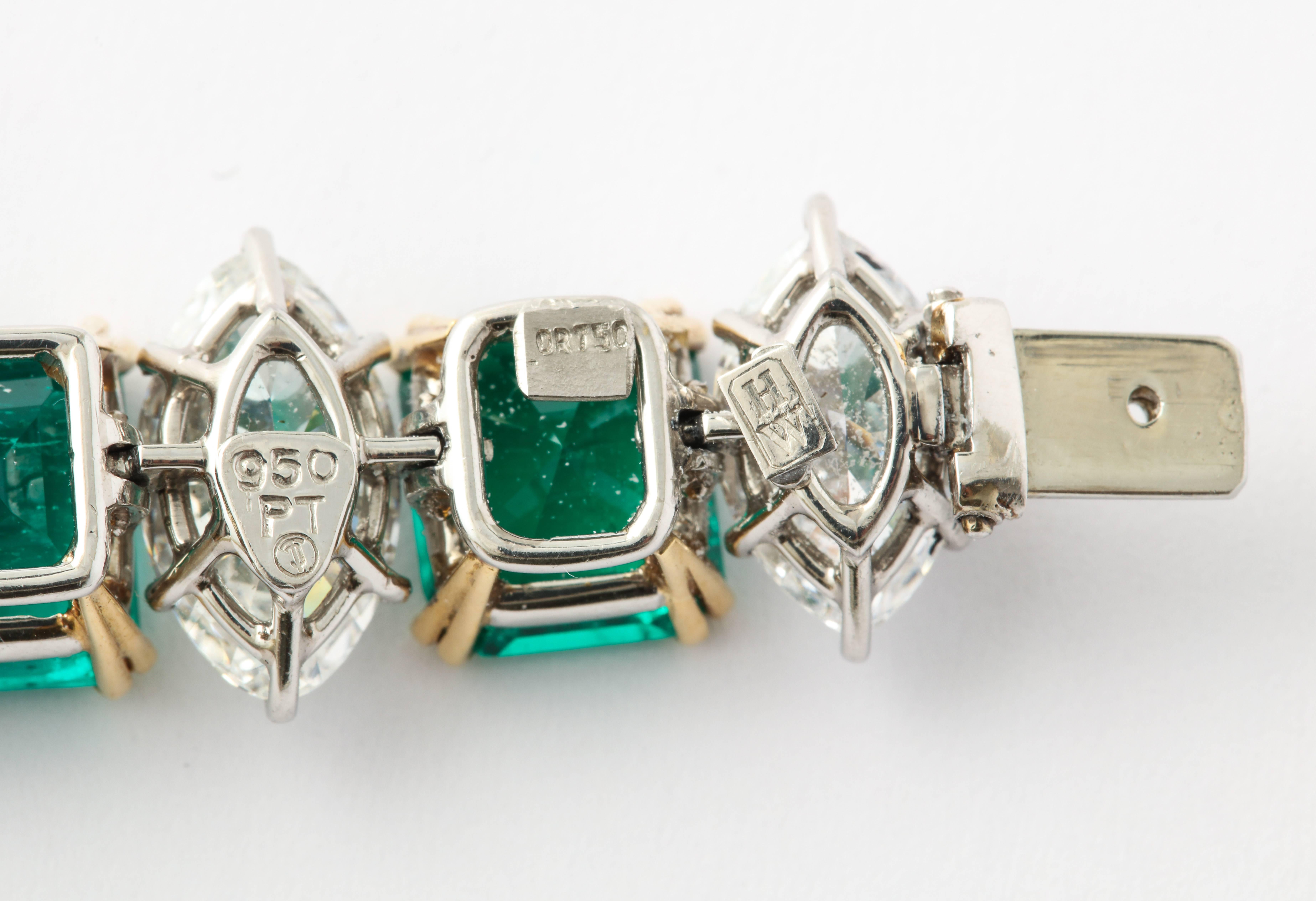 Magnificent Harry Winston GIA Cert  Diamond Colombian Emerald Bracelet 2