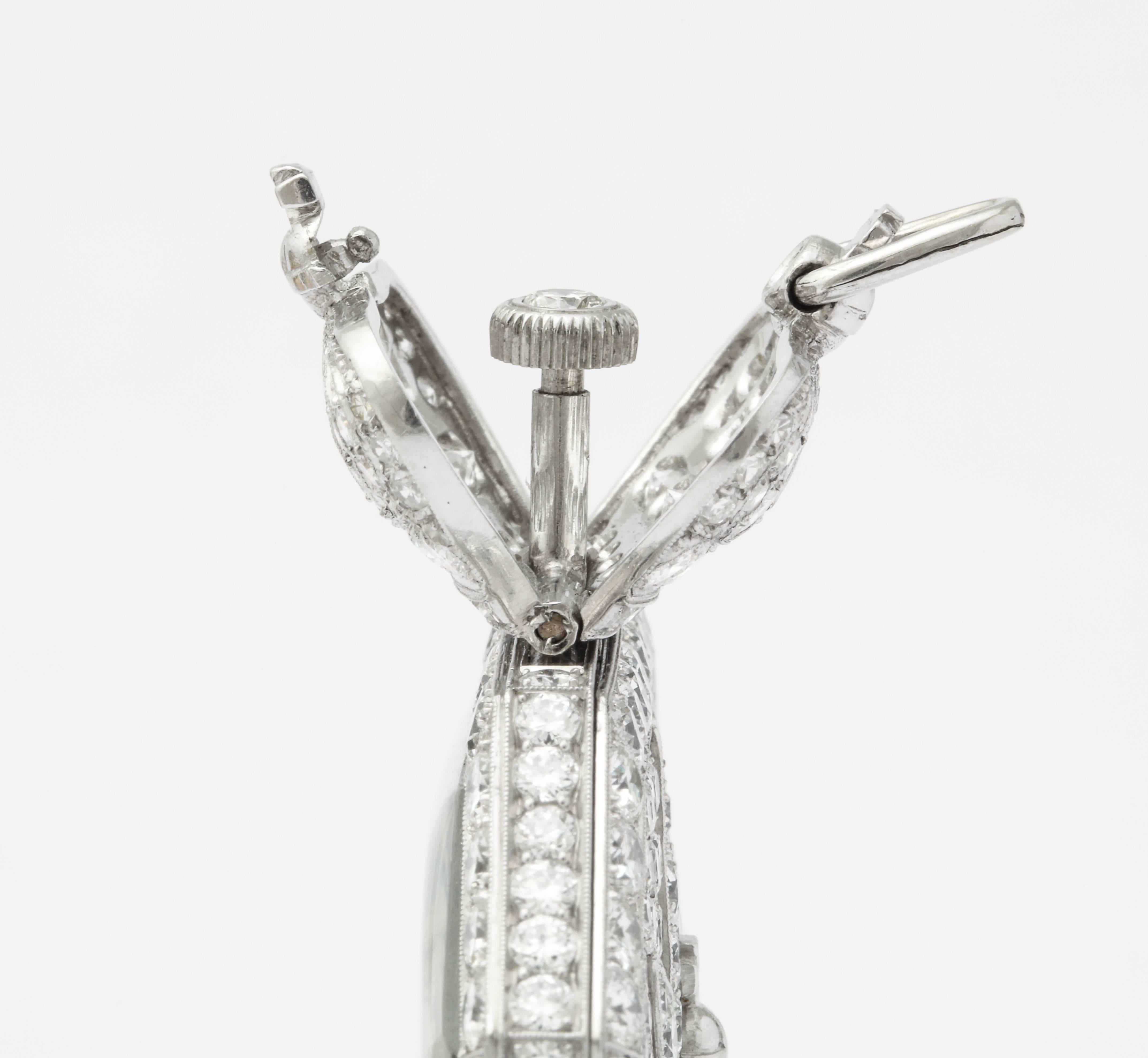 Art Deco Royal Vacheron Constantin Diamond Pocket Watch Pendant In Excellent Condition In New York, NY