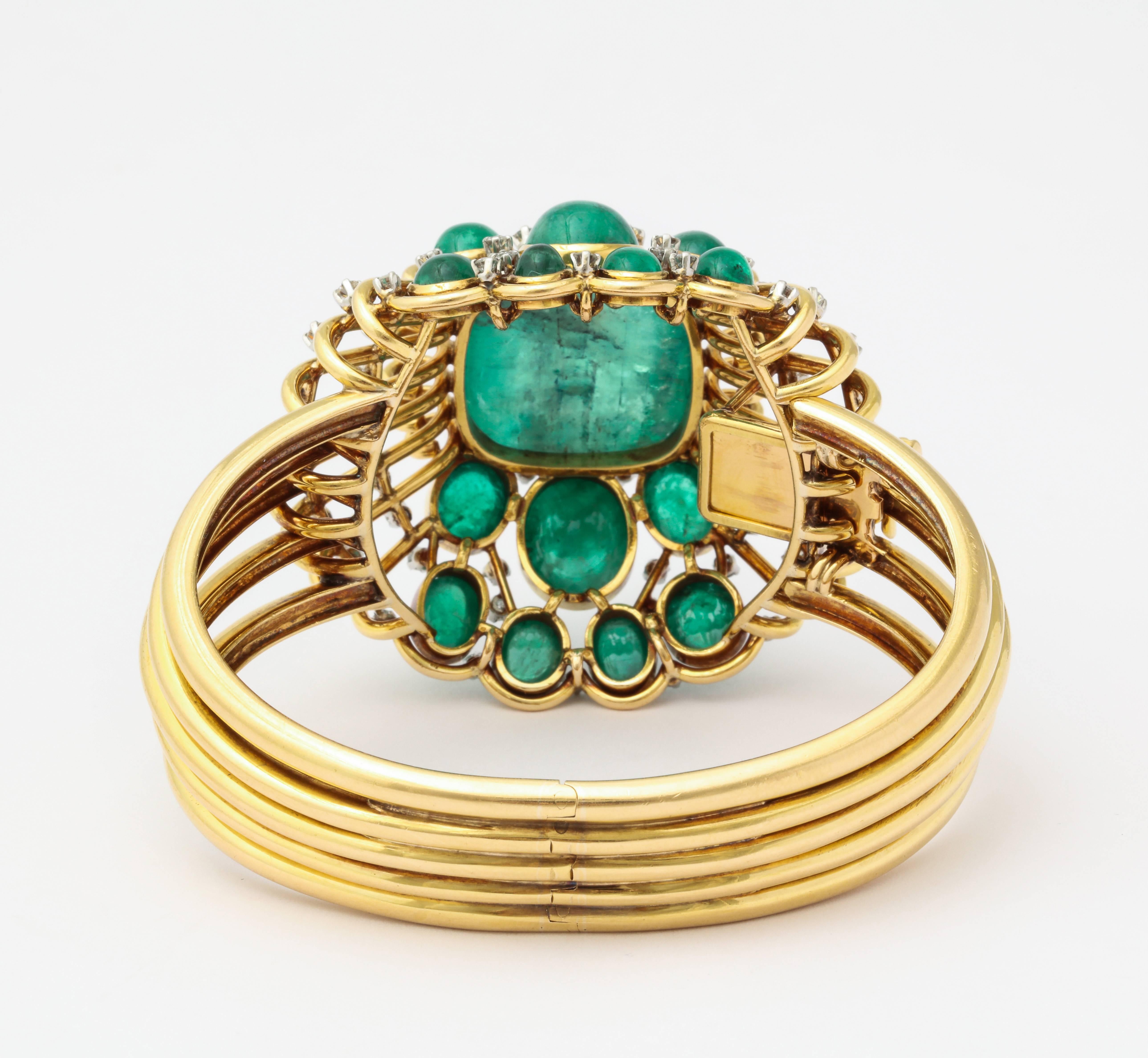 Mauboussin Retro Emerald and Diamond Bangle Bracelet 2