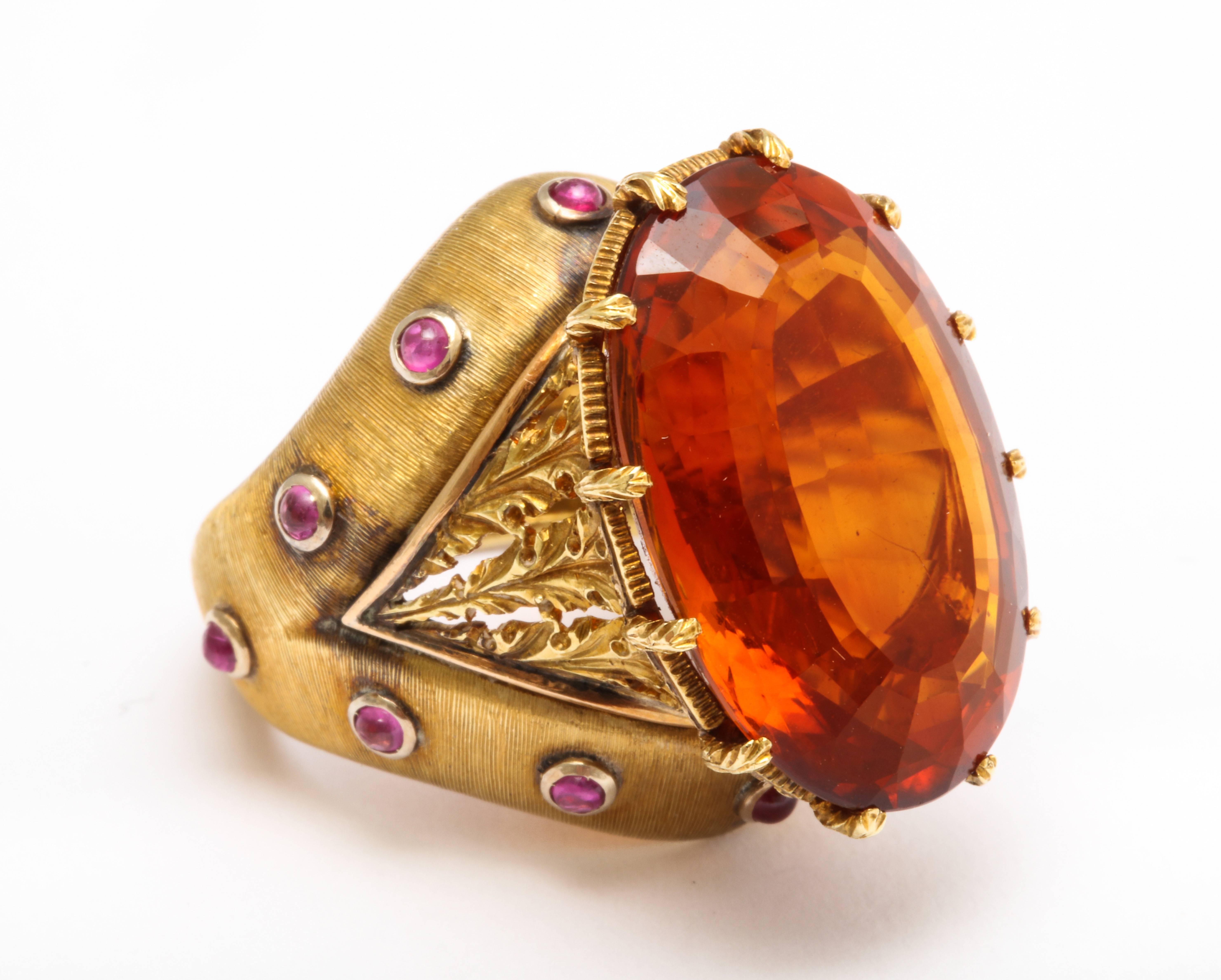 Buccellati Citrine Ruby Gold Cocktail Ring 1
