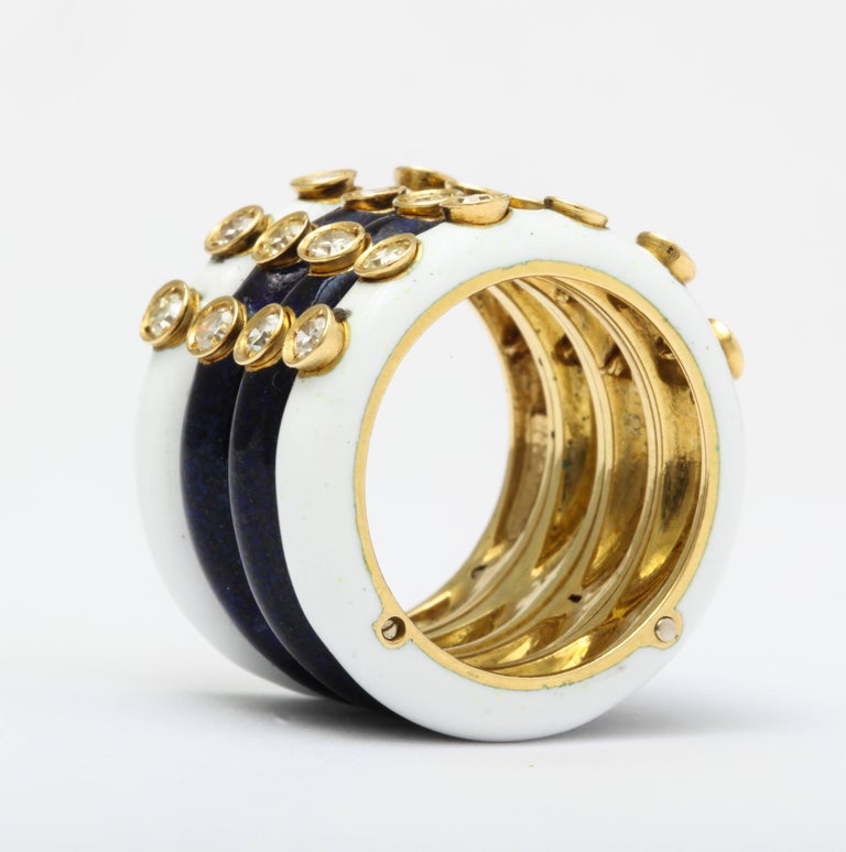 Christian Dior Enamel Diamond Ring at 1stDibs