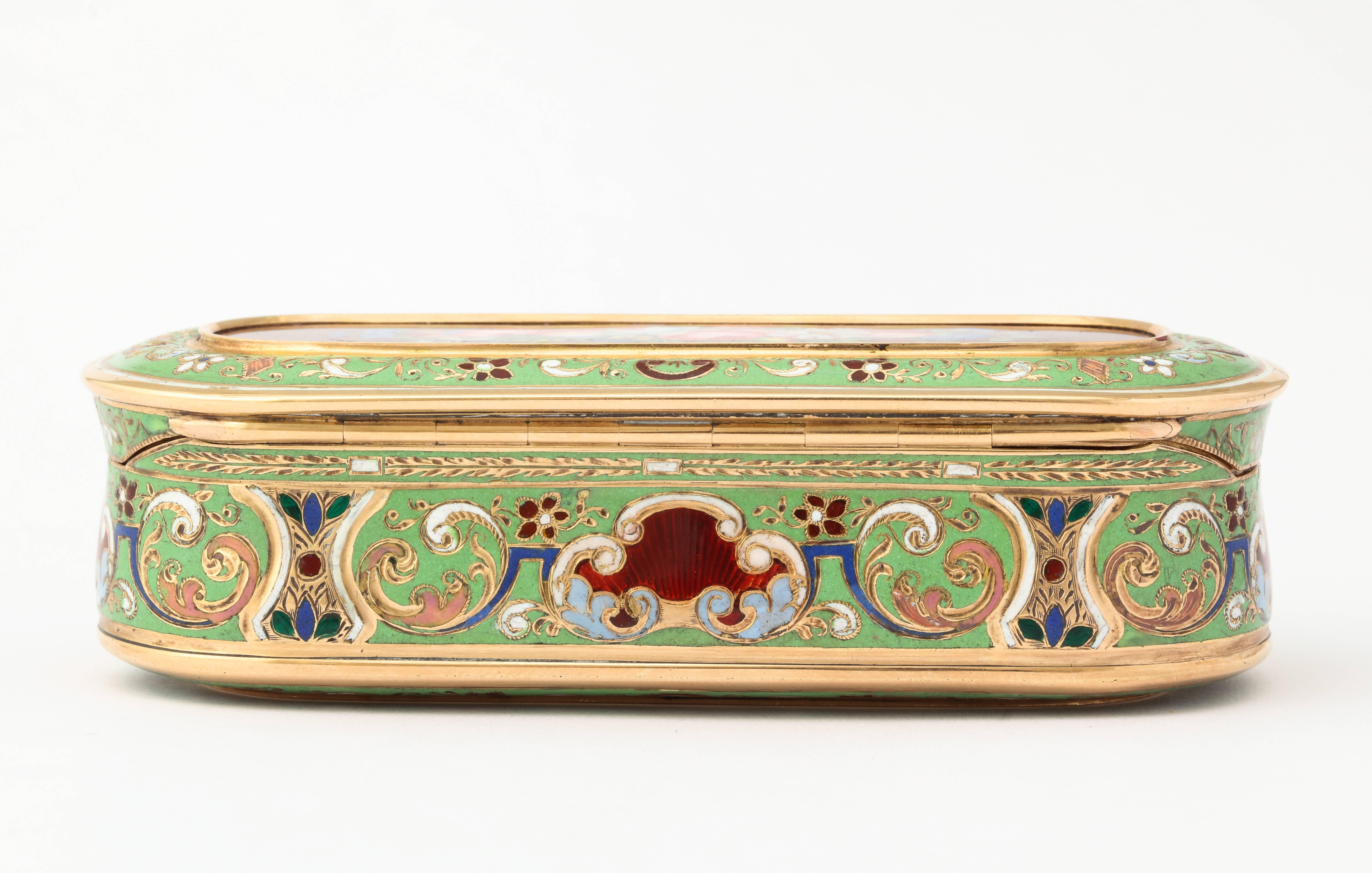 Antique Swiss Enamel Snuff Box In Good Condition In New York, NY