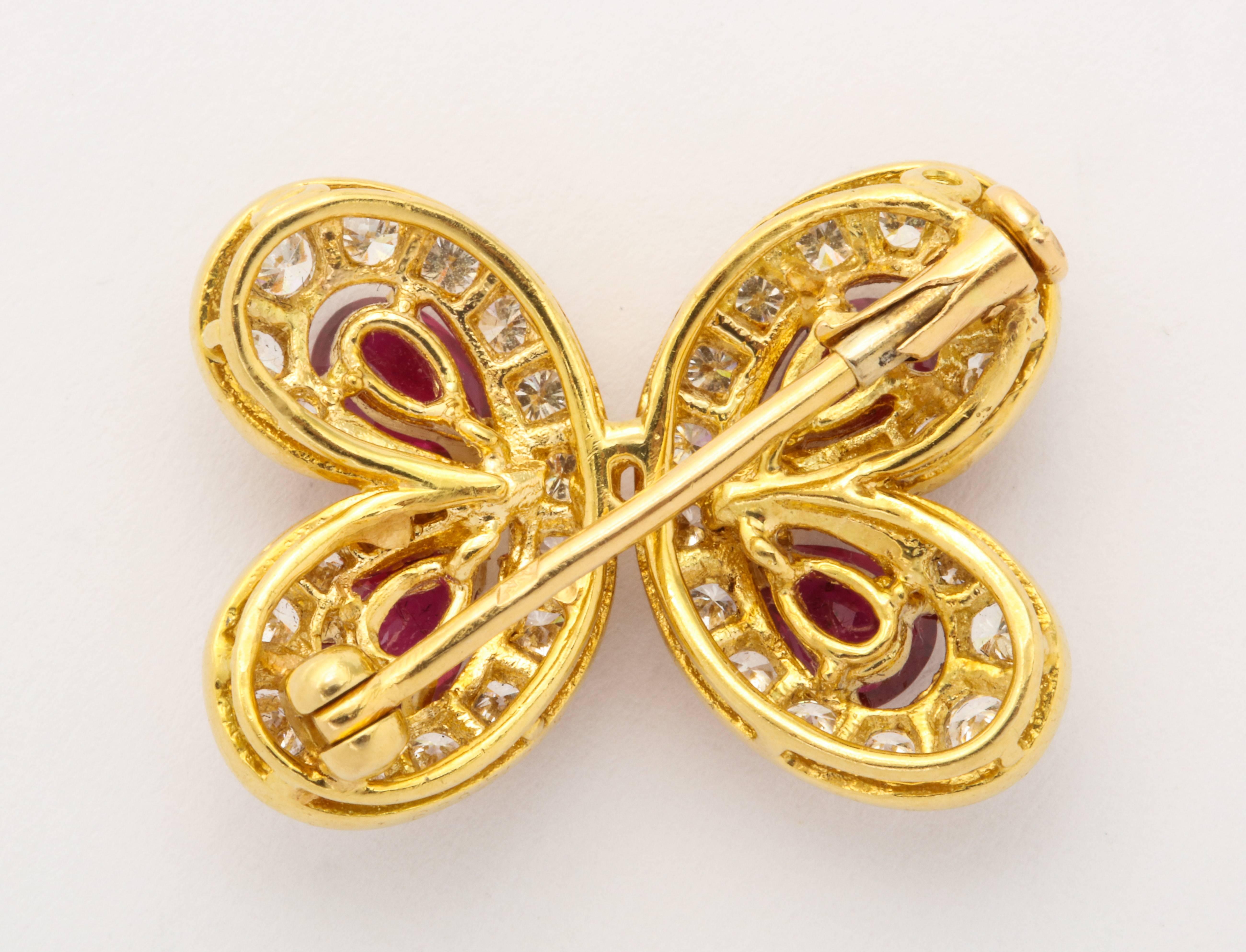 Van Cleef & Arpels Ruby Diamond Butterfly Pin 1