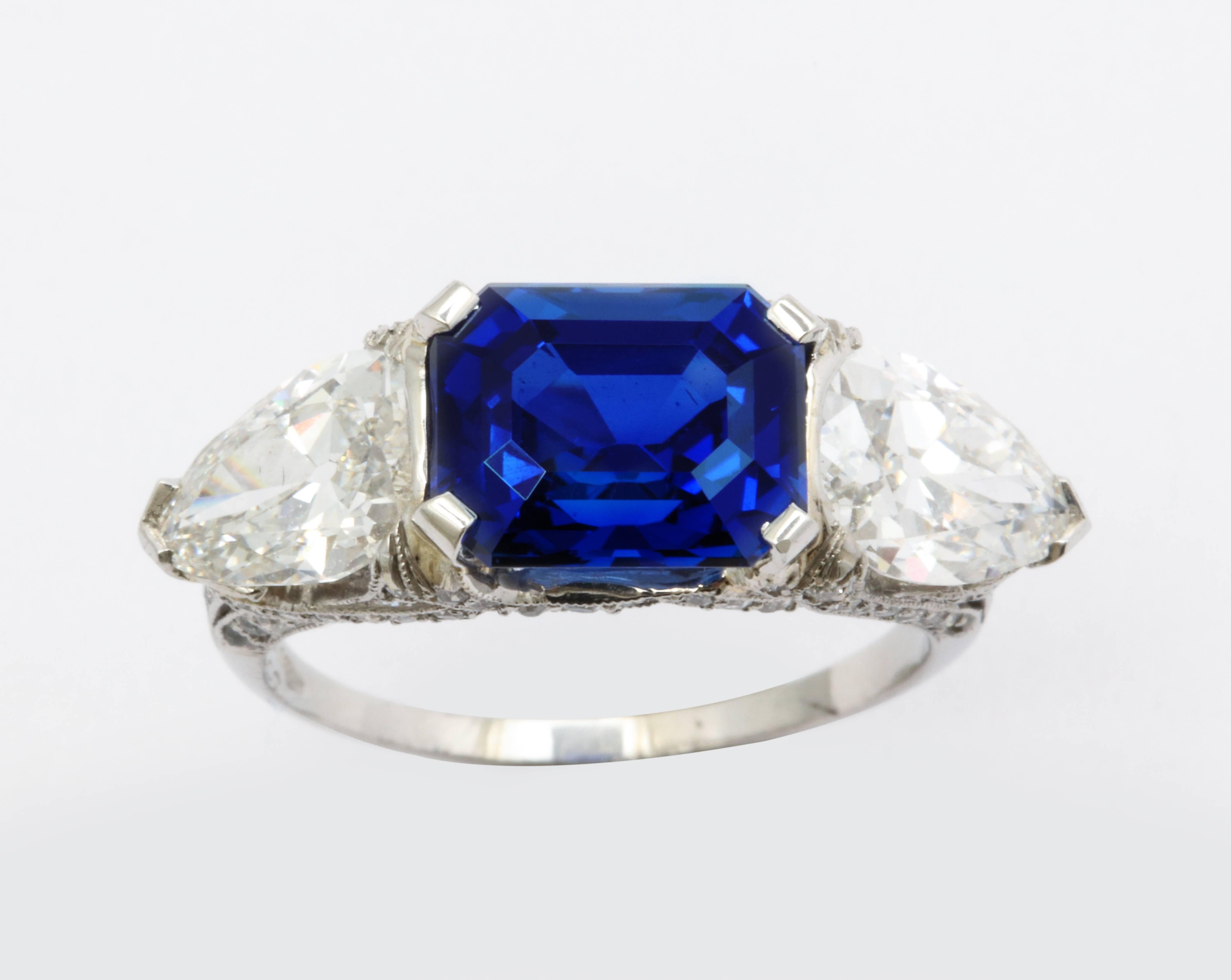 Tiffany & Co. Gubelin Certified 4.65 Carat Royal Blue Burmese Sapphire Ring 1