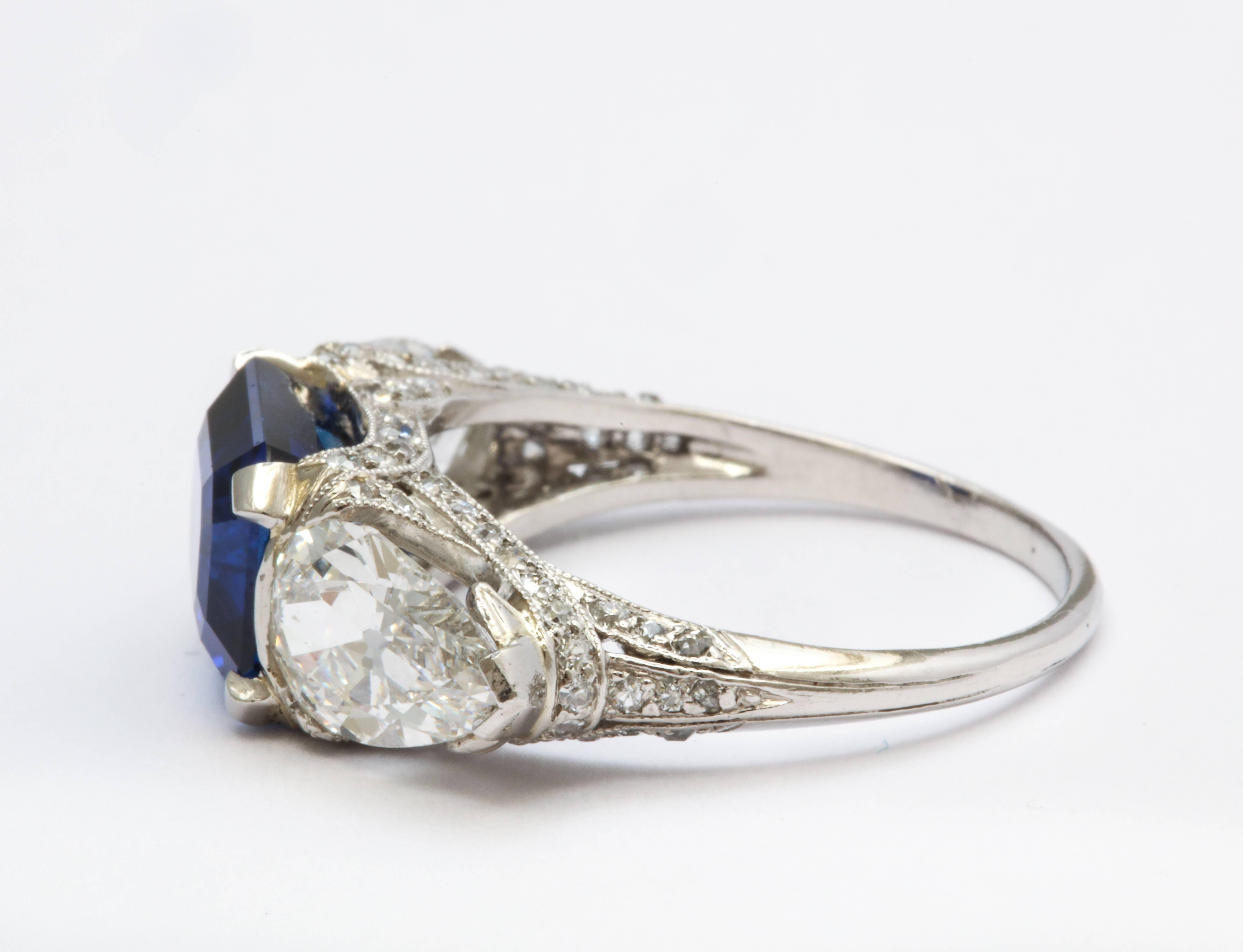 Belle Époque Tiffany & Co. Gubelin Certified 4.65 Carat Royal Blue Burmese Sapphire Ring