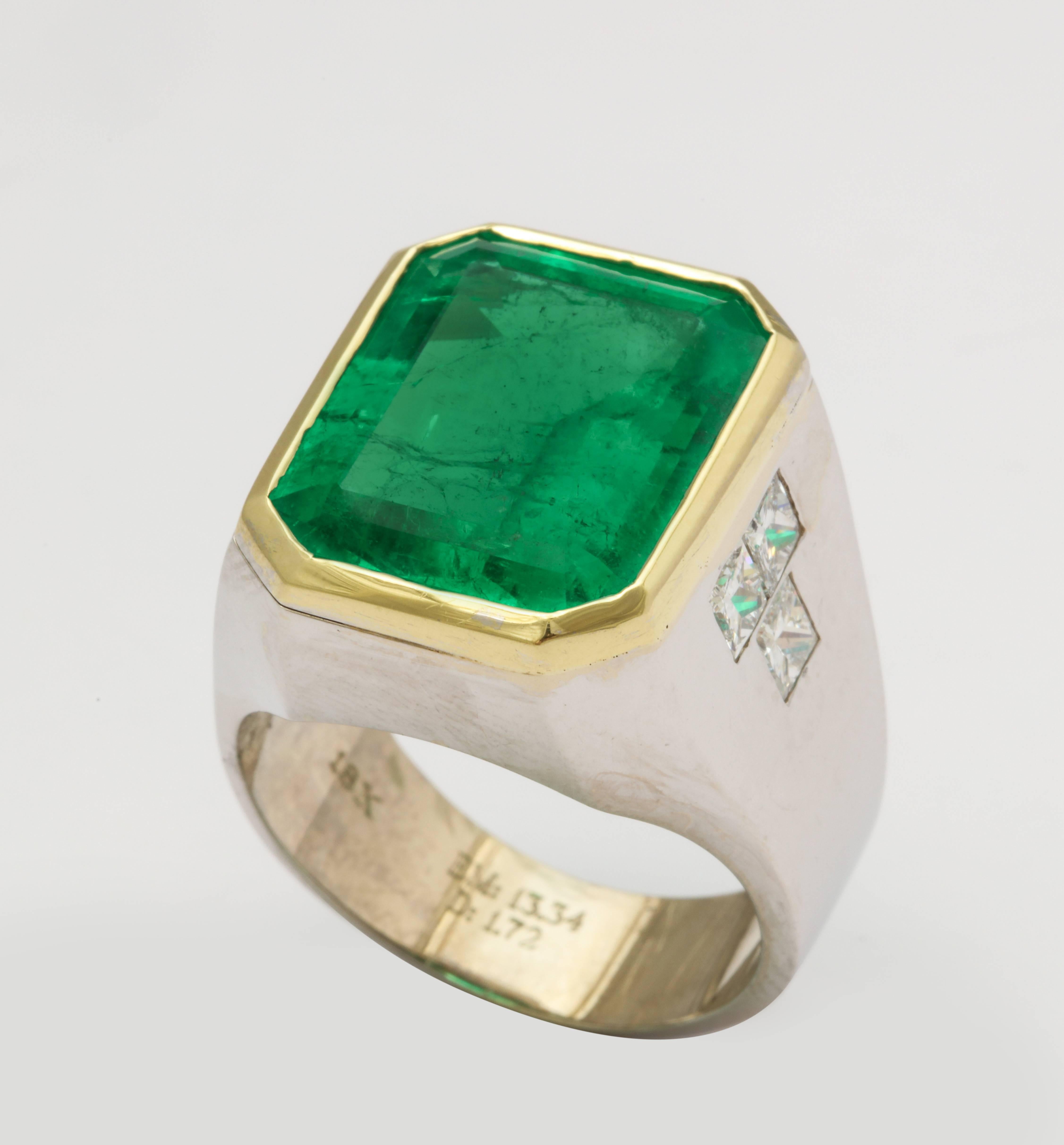 13 Carat Colombian Emerald Men's Ring 1