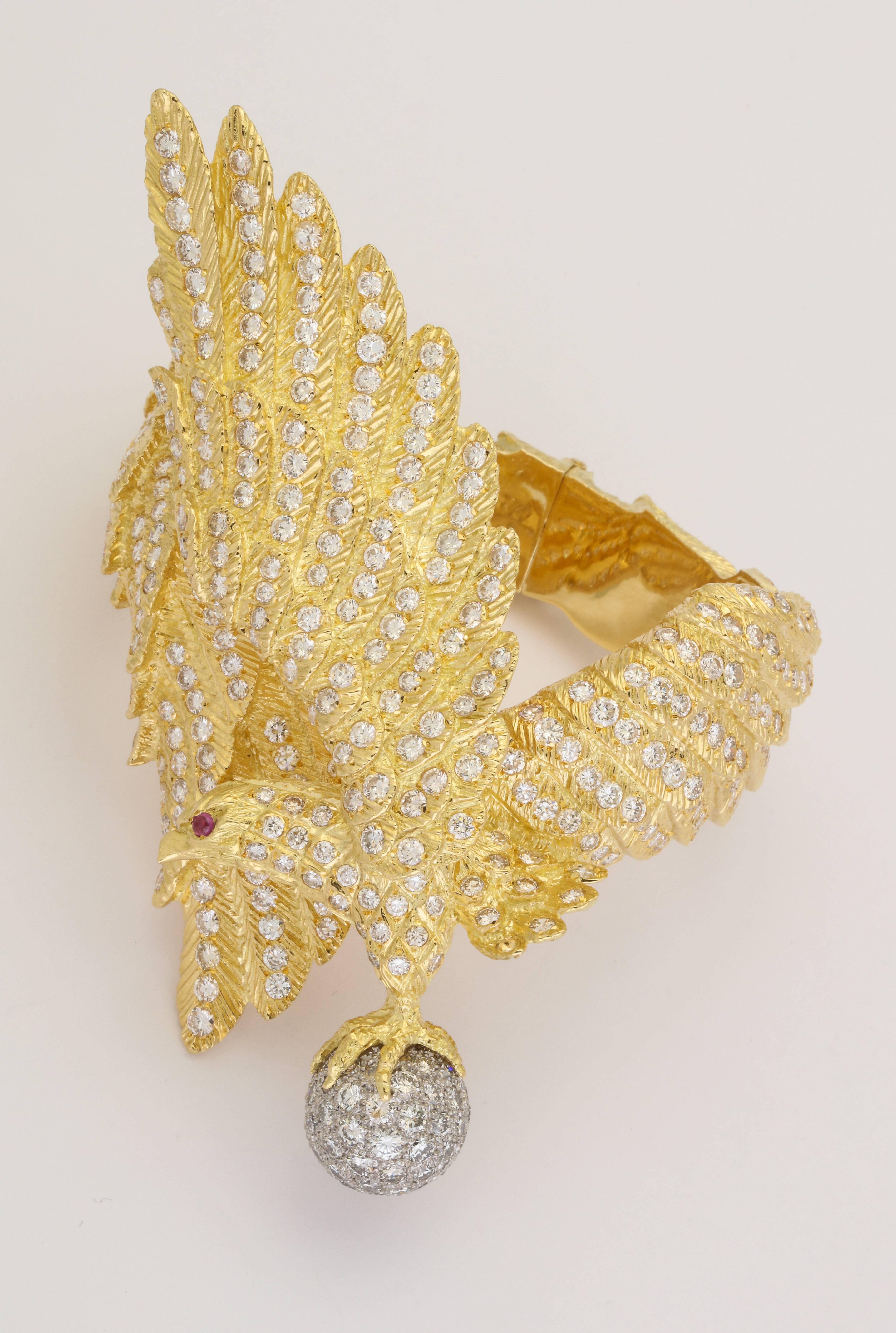 Women's or Men's Greek Diamond Eagle Bracelet For Sale