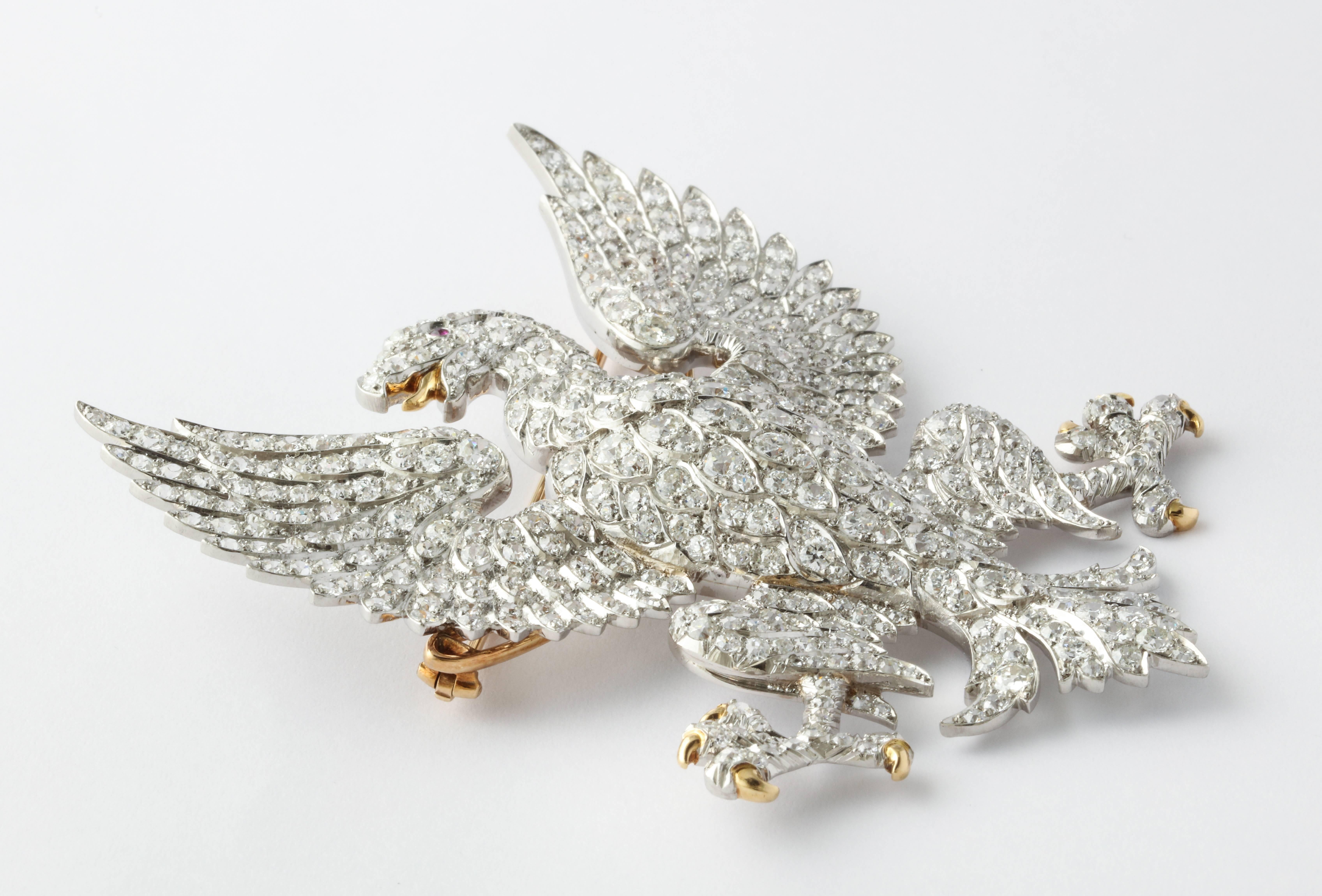 Edwardian Marquis of Anglesey Crest Diamond Eagle Brooch  2