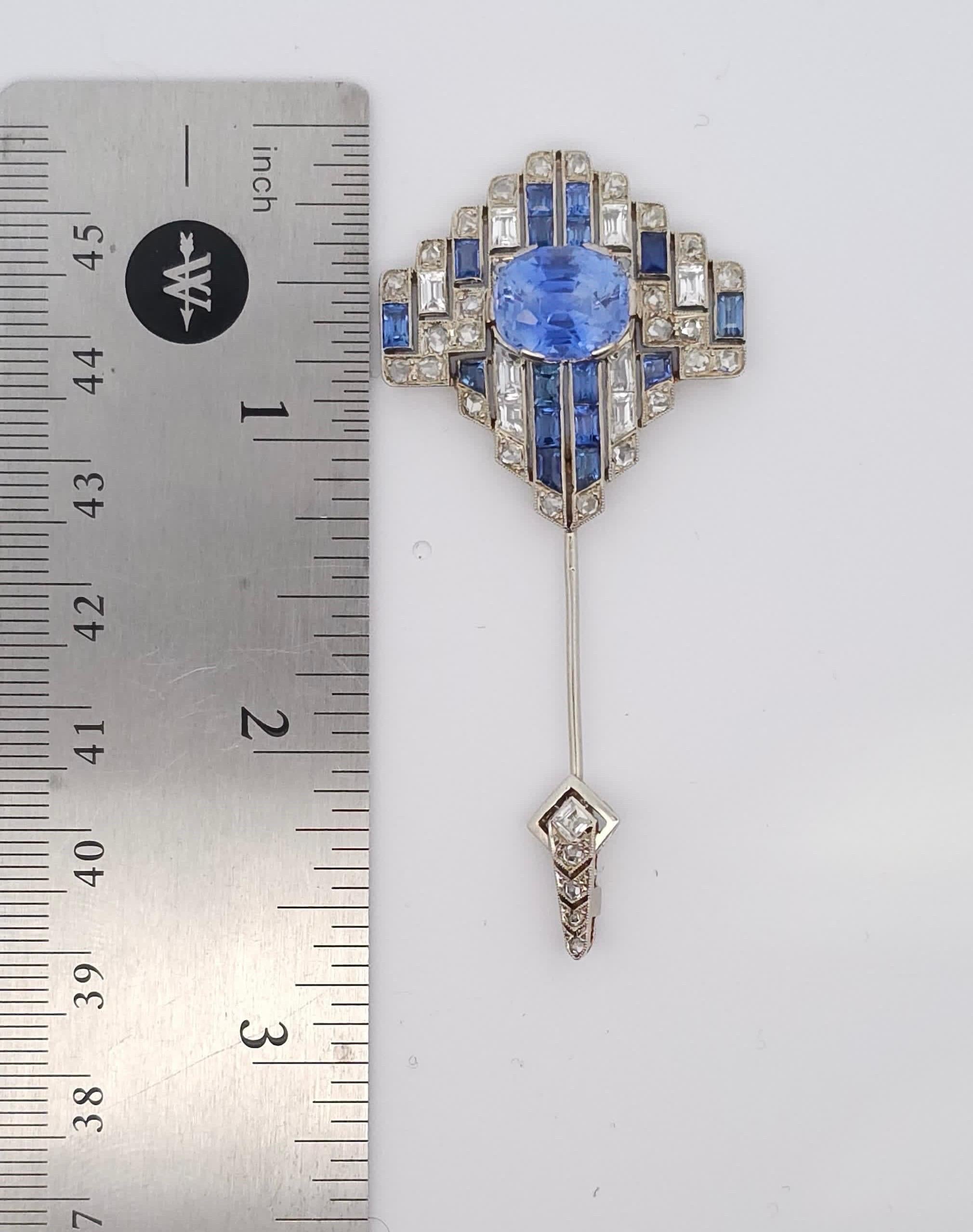 Cartier Art Deco Sapphire Jabot Brooch In Excellent Condition For Sale In New York, NY