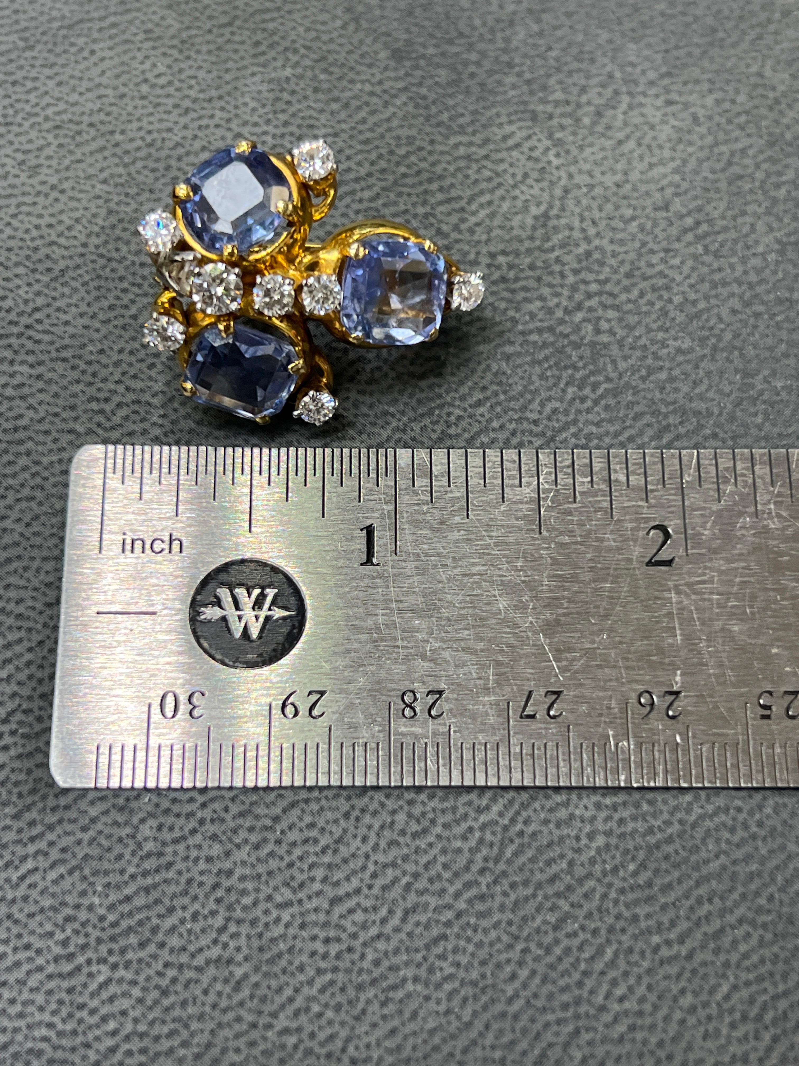 Boucles d'oreilles saphir et diamant en vente 2