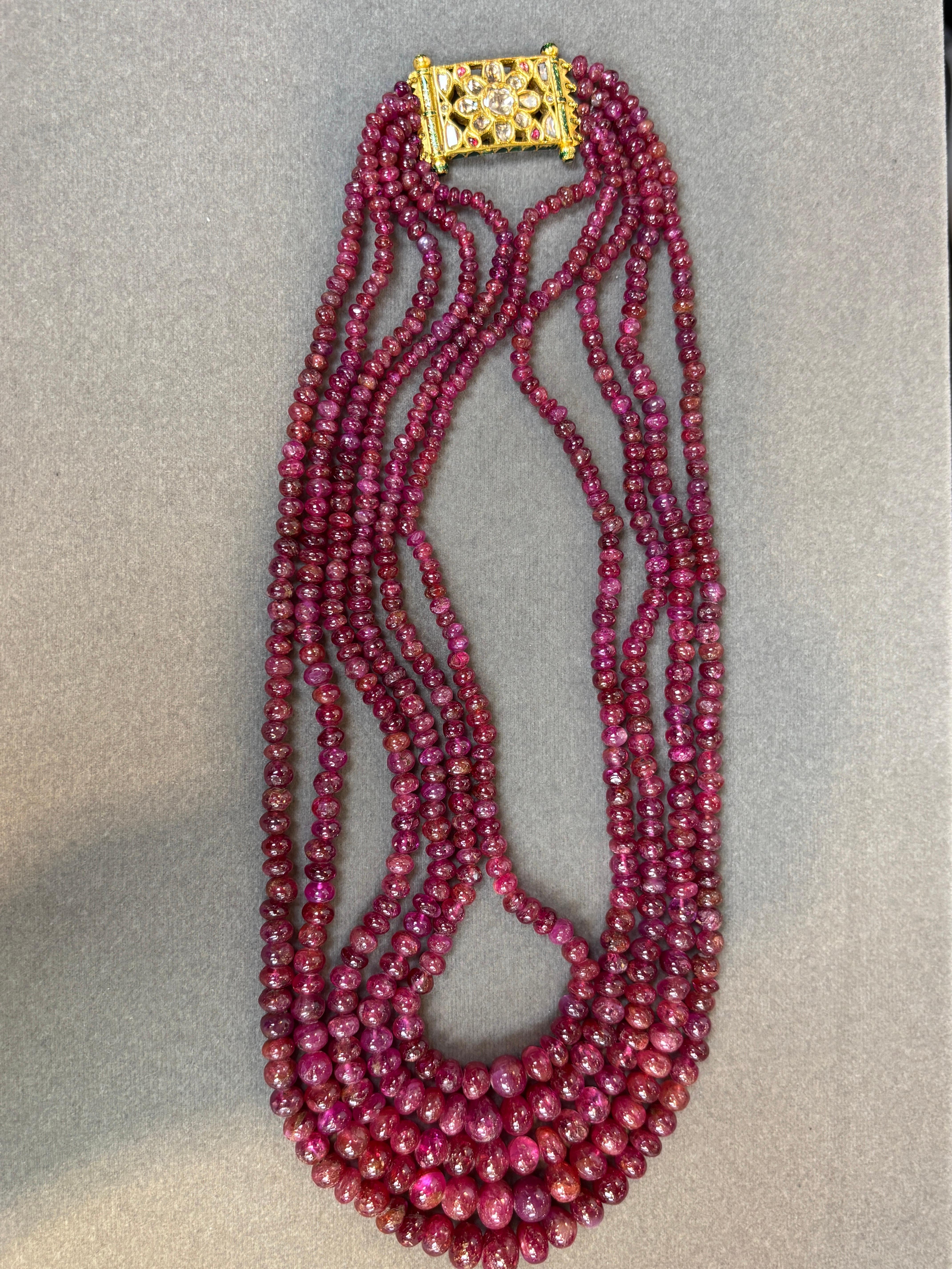 Collana di perle di rubino In condizioni ottime in vendita a New York, NY