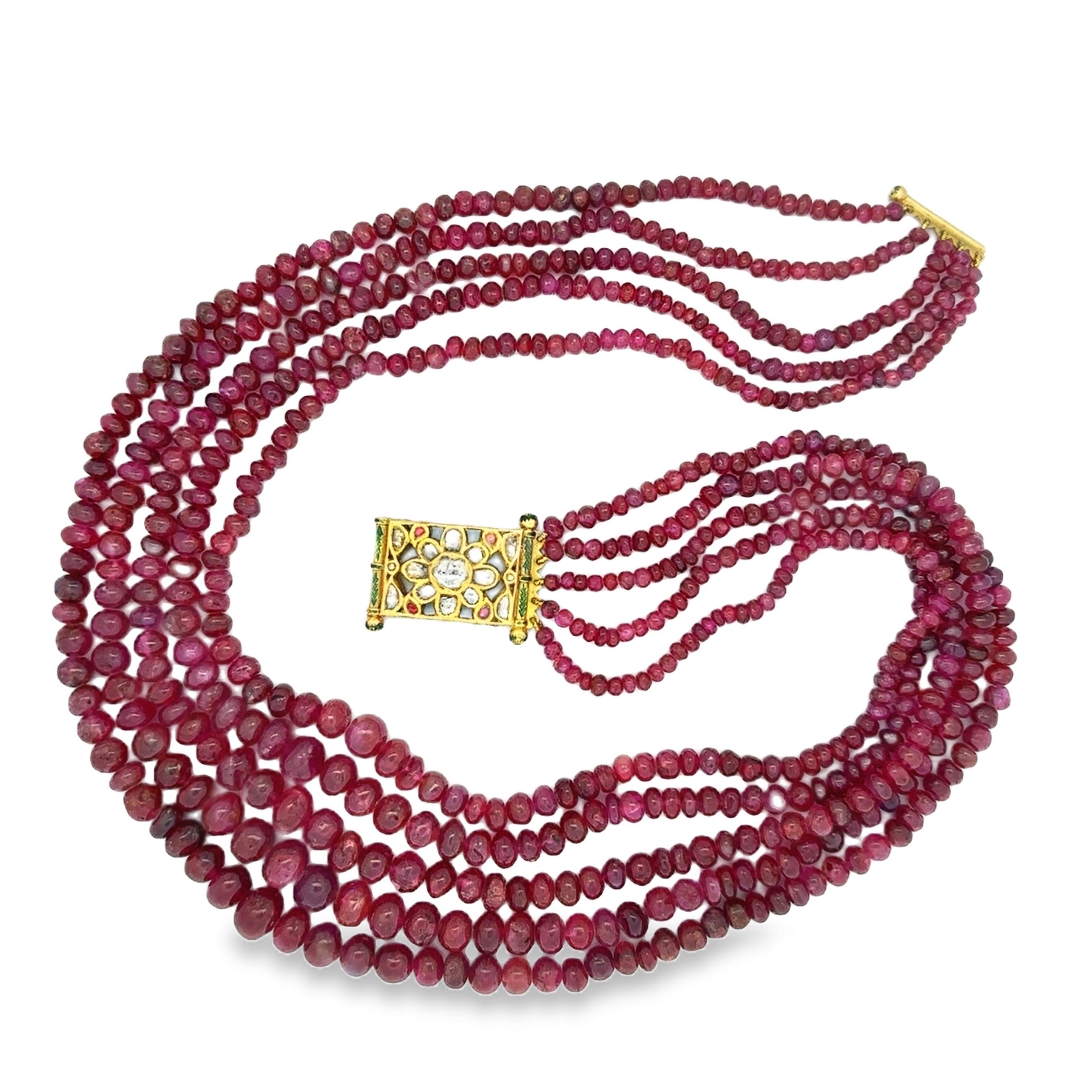 Collana di perle di rubino in vendita 4