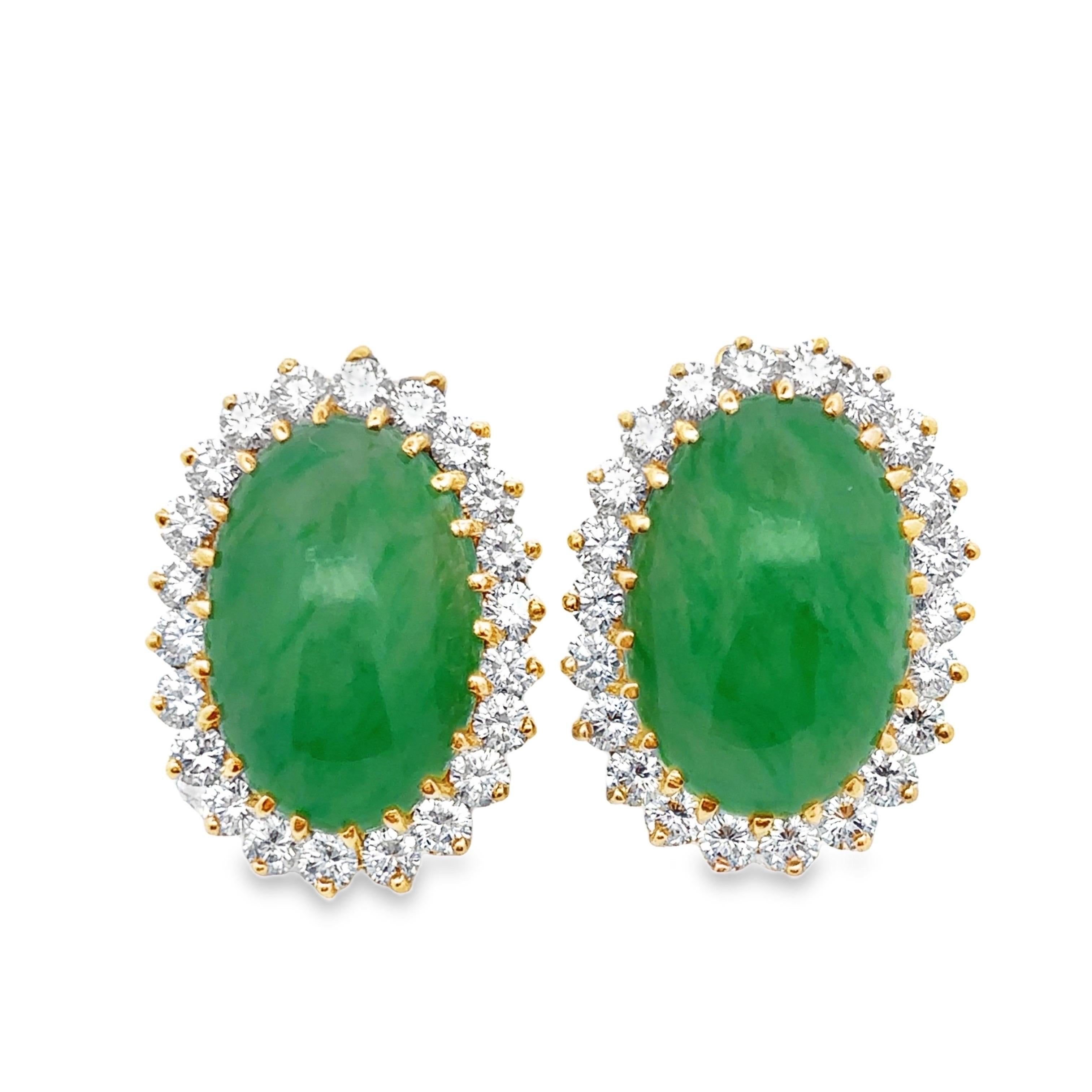 Jade And Diamond Earrings For Sale