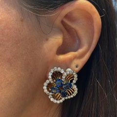 Cartier Sapphire and Diamond Flower Earrings