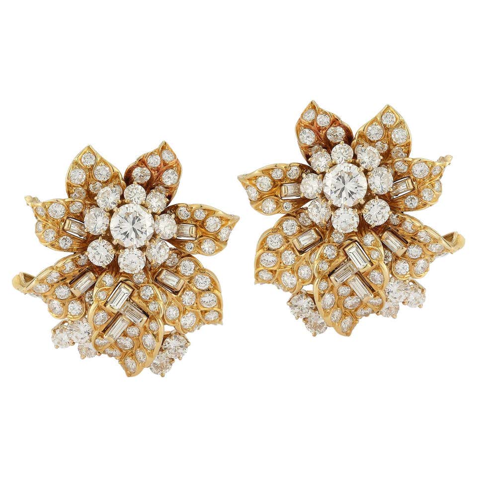 Vintage Clip-on Earrings - 9,186 For Sale at 1stdibs | diamond clip on ...