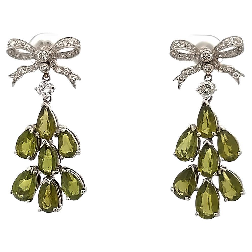 Peridot & Diamond Earrings For Sale